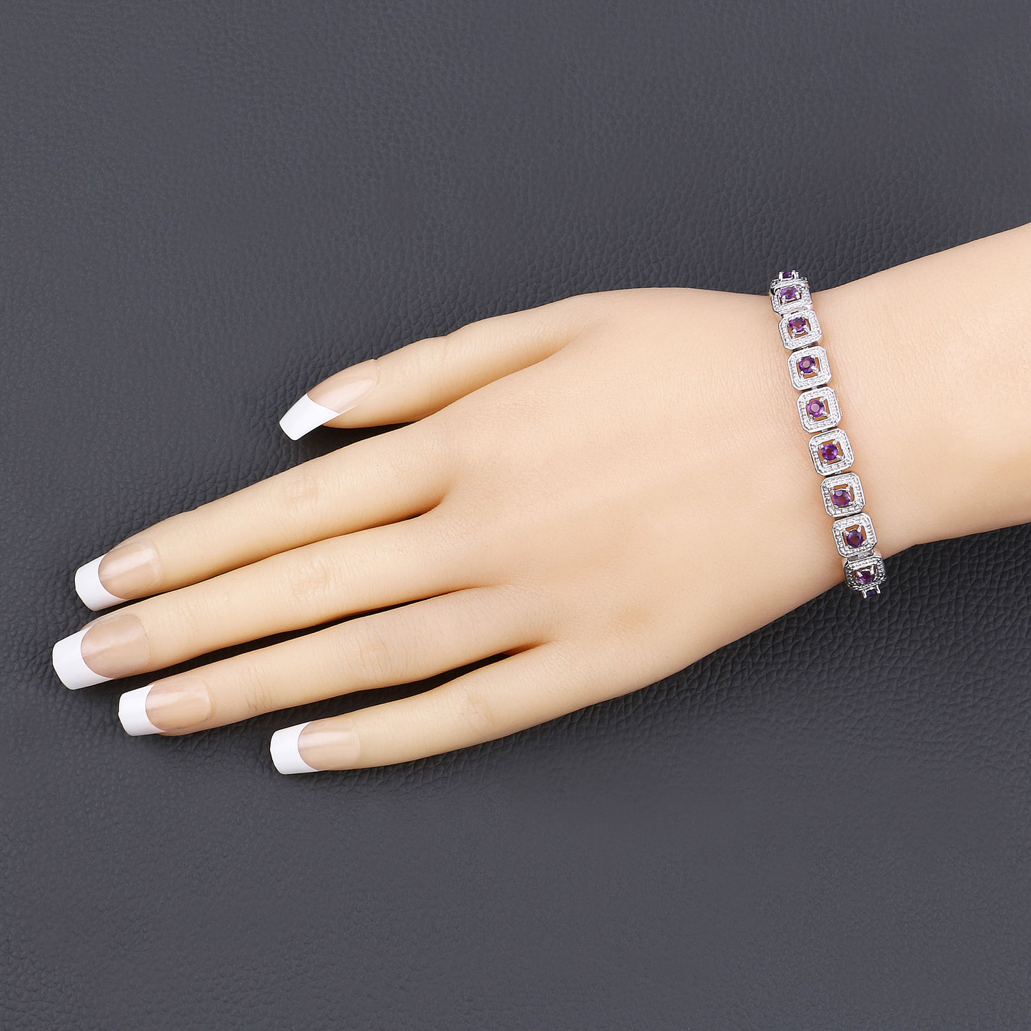1.10 Carat Genuine Amethyst .925 Sterling Silver Bracelet