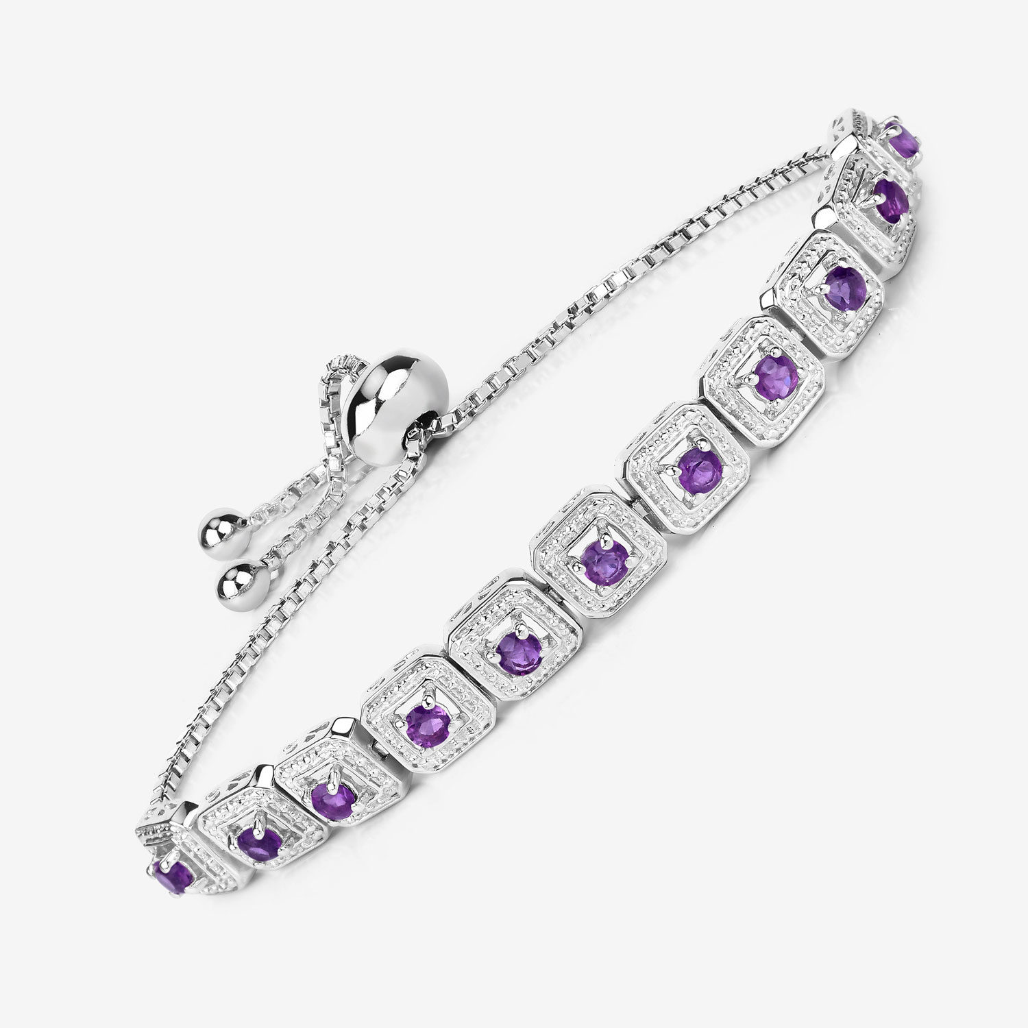 1.10 Carat Genuine Amethyst .925 Sterling Silver Bracelet