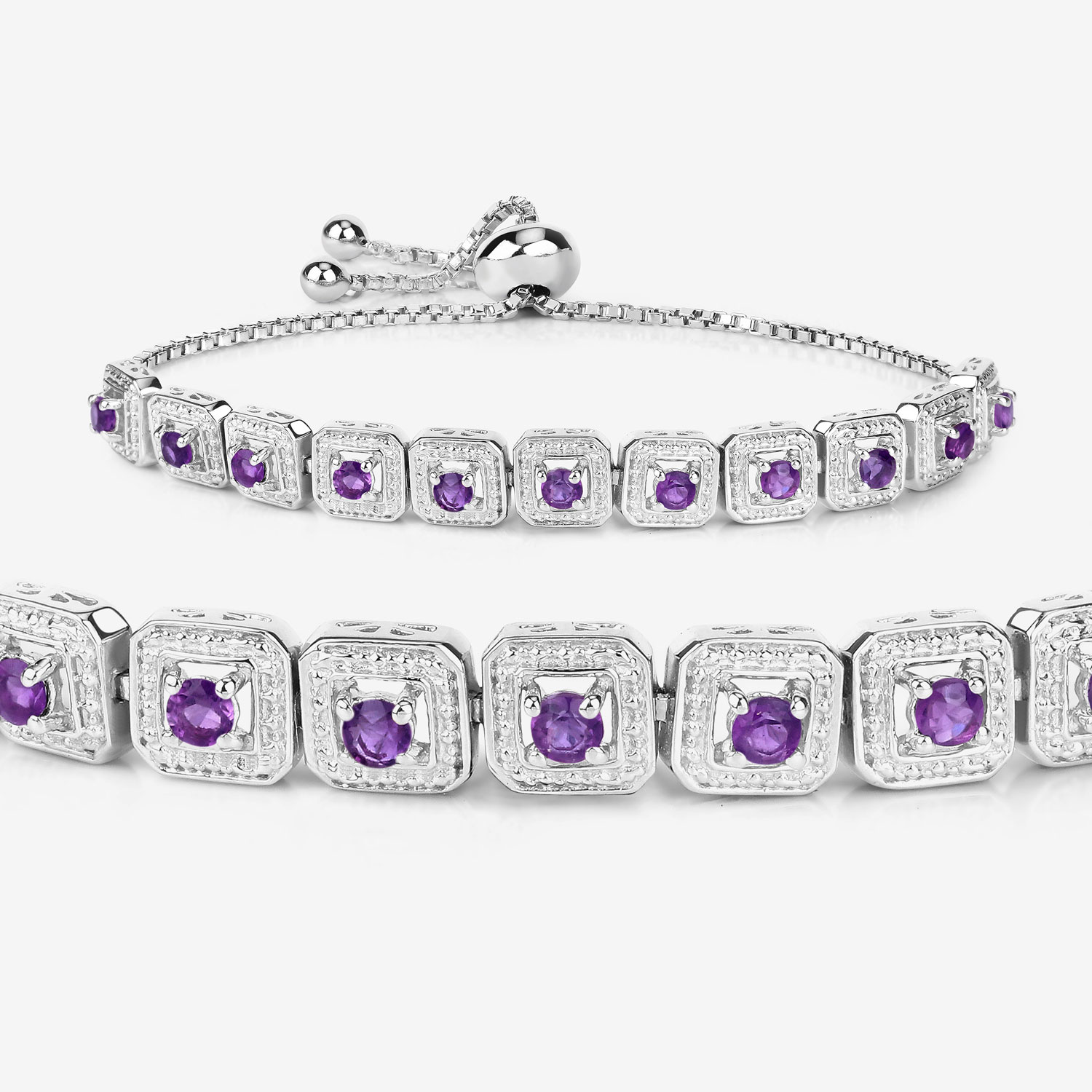 1.10 Carat Genuine Amethyst .925 Sterling Silver Bracelet
