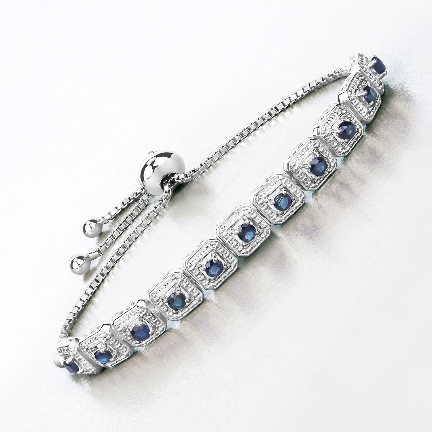 1.21 Carat Genuine Blue Sapphire .925 Sterling Silver Bracelet