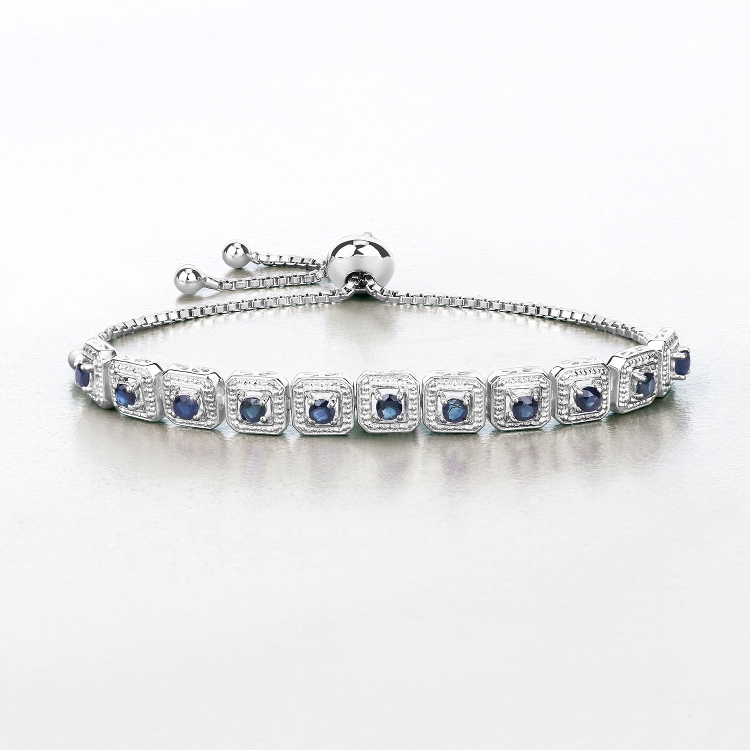 1.21 Carat Genuine Blue Sapphire .925 Sterling Silver Bracelet