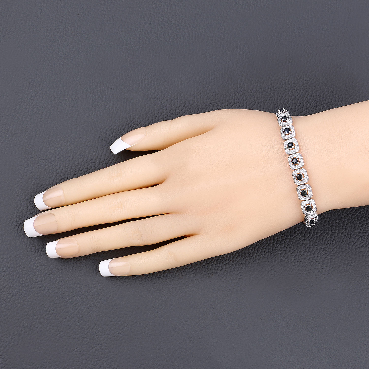 1.21 Carat Genuine Blue Sapphire .925 Sterling Silver Bracelet