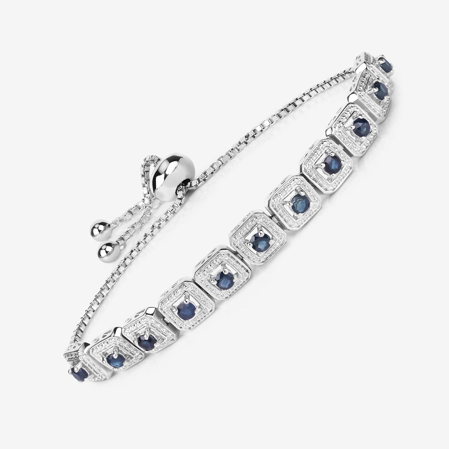 1.21 Carat Genuine Blue Sapphire .925 Sterling Silver Bracelet