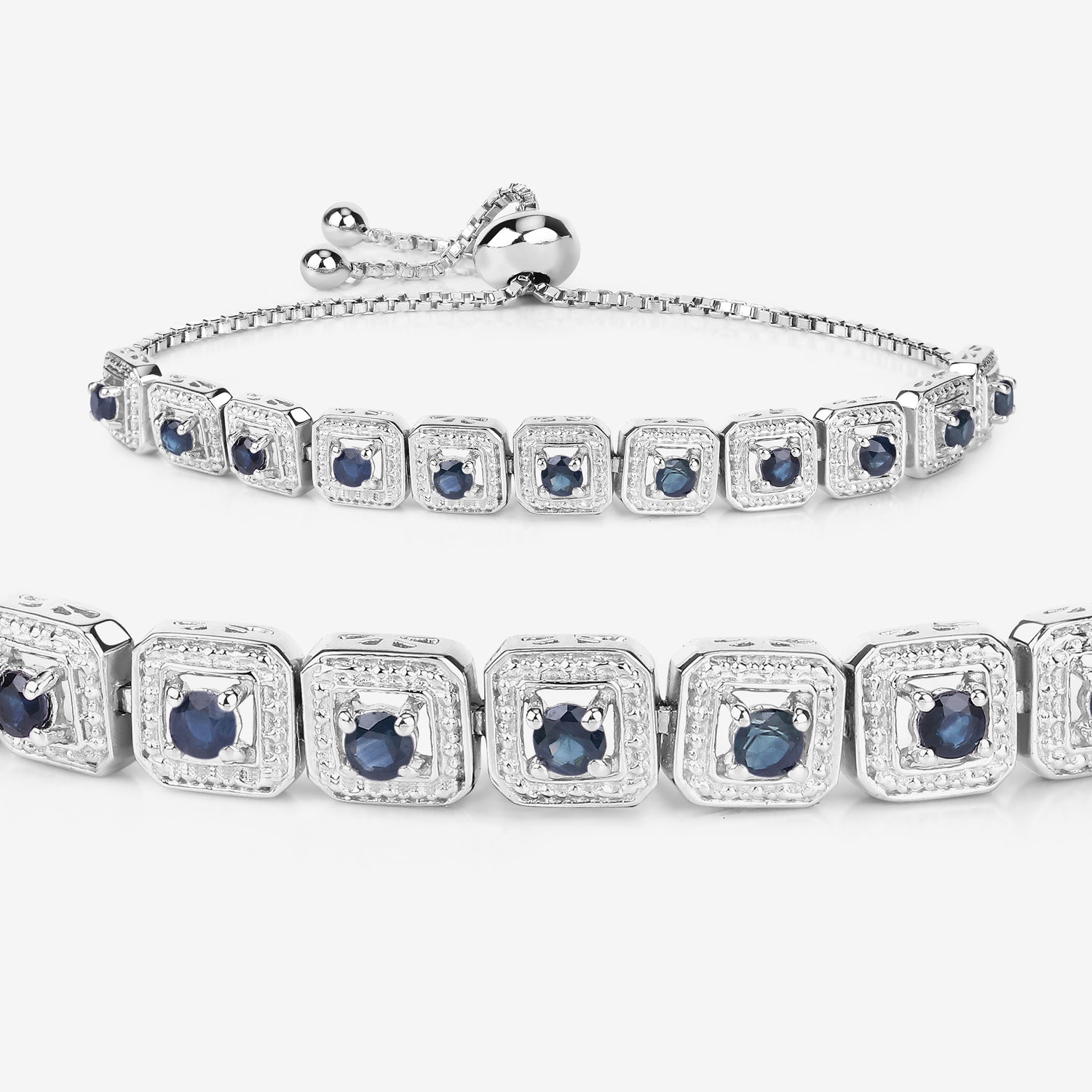 1.21 Carat Genuine Blue Sapphire .925 Sterling Silver Bracelet