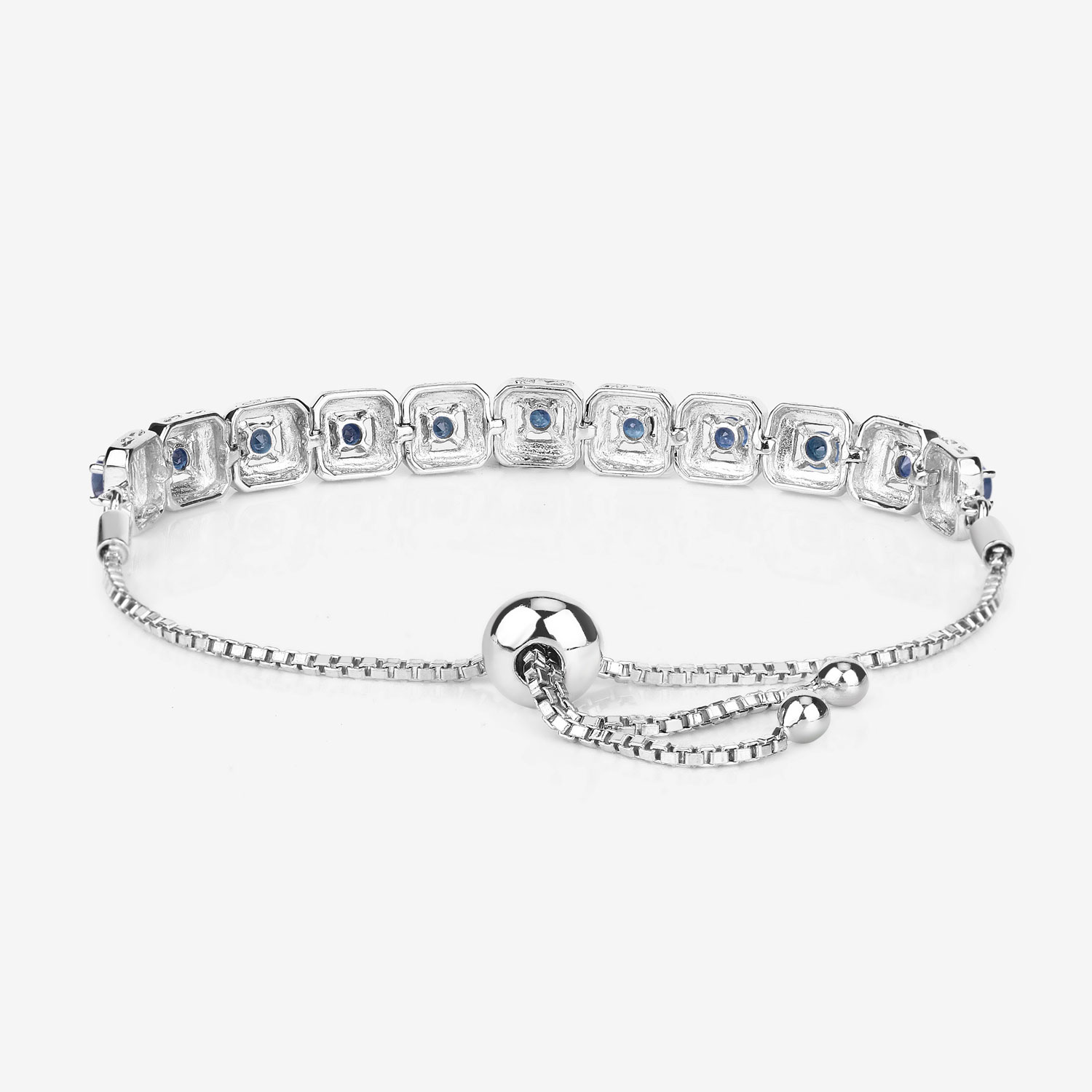 1.21 Carat Genuine Blue Sapphire .925 Sterling Silver Bracelet