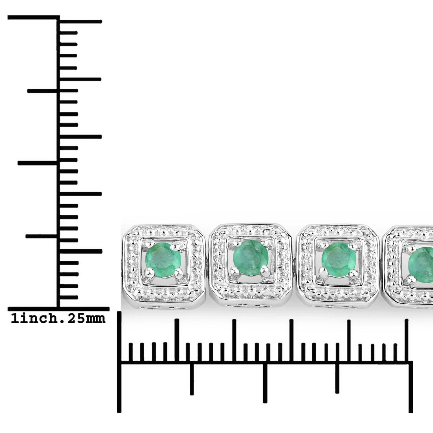 1.10 Carat Genuine Emerald .925 Sterling Silver Bracelet