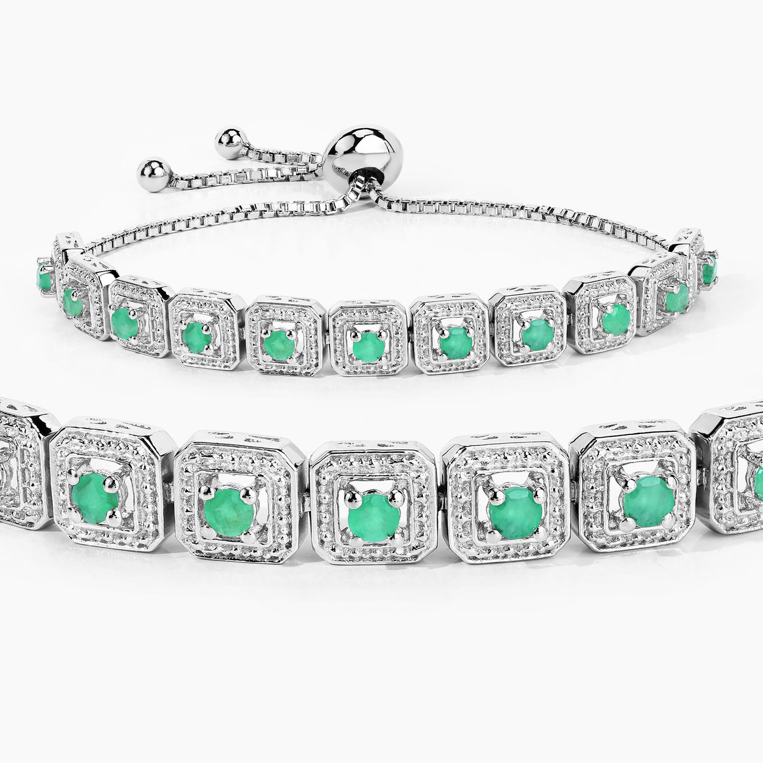 1.10 Carat Genuine Emerald .925 Sterling Silver Bracelet