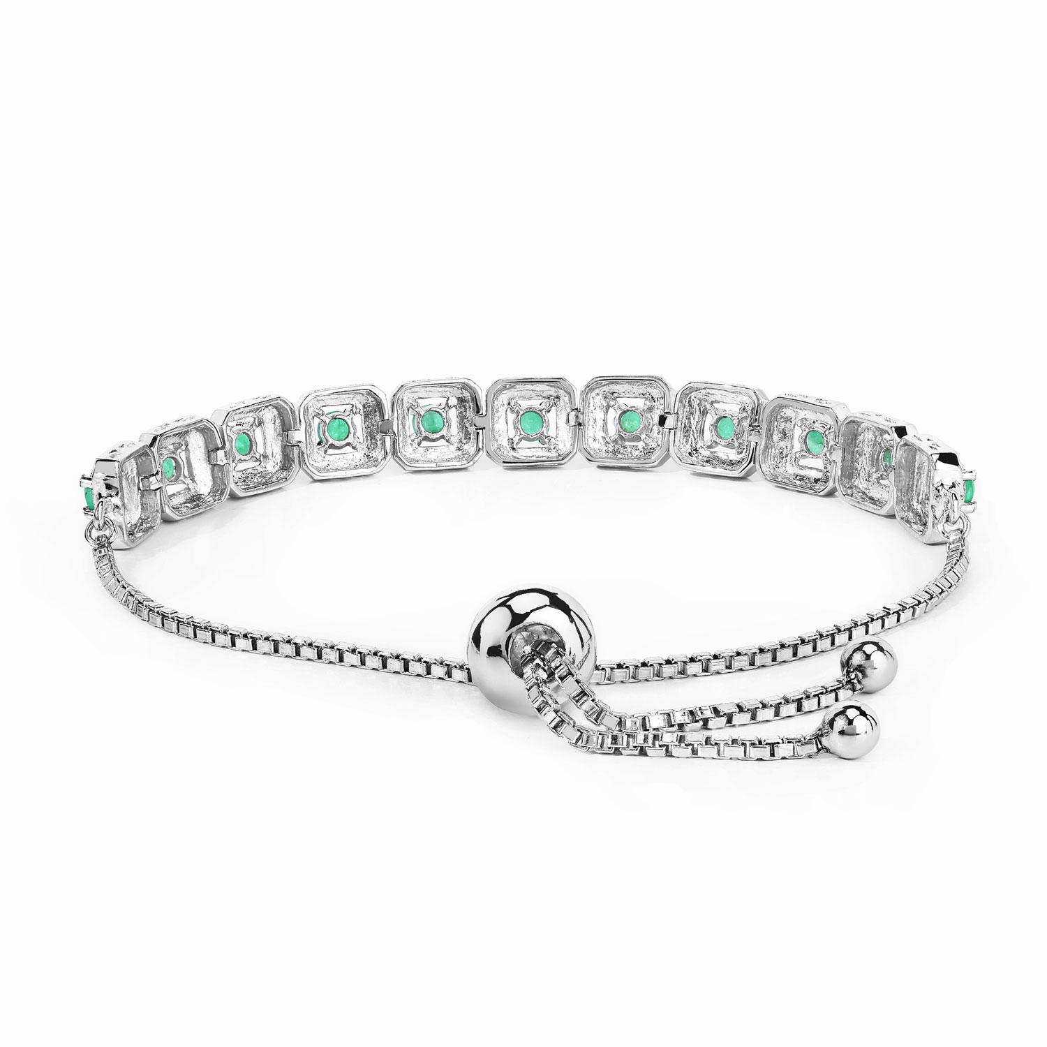1.10 Carat Genuine Emerald .925 Sterling Silver Bracelet
