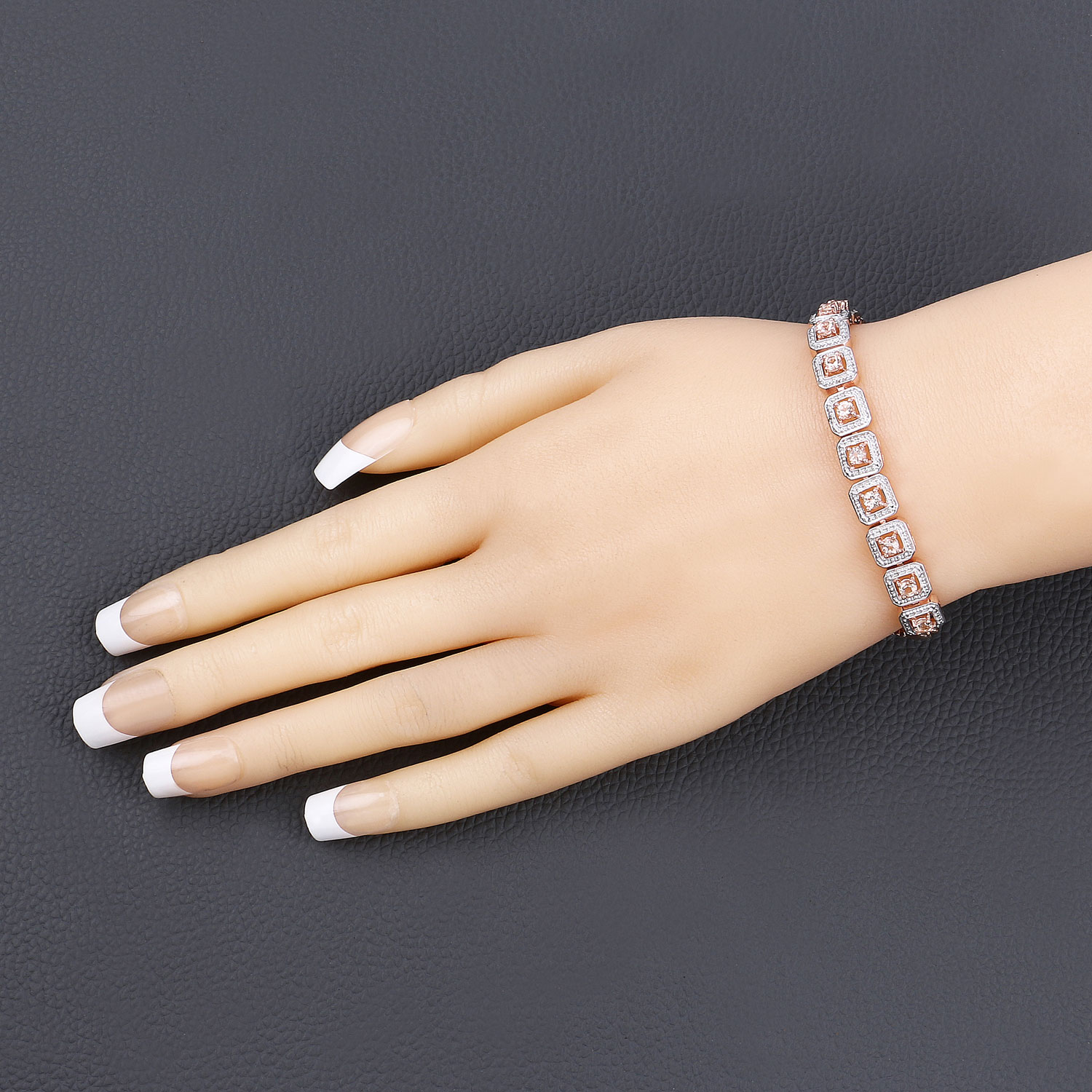 0.99 Carat Genuine Morganite .925 Sterling Silver Bracelet