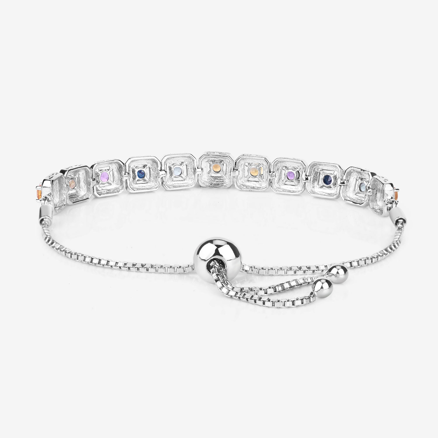 1.21 Carat Genuine Multi Sapphire .925 Sterling Silver Bracelet