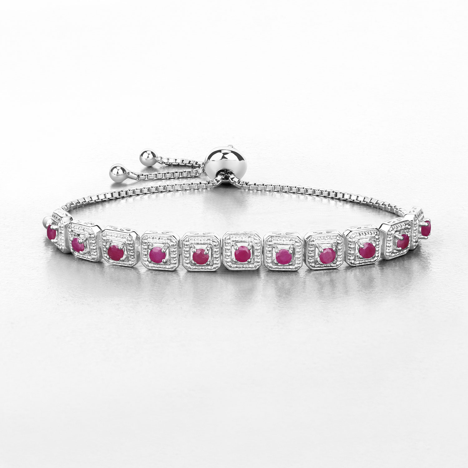 1.43 Carat Genuine Ruby .925 Sterling Silver Bracelet