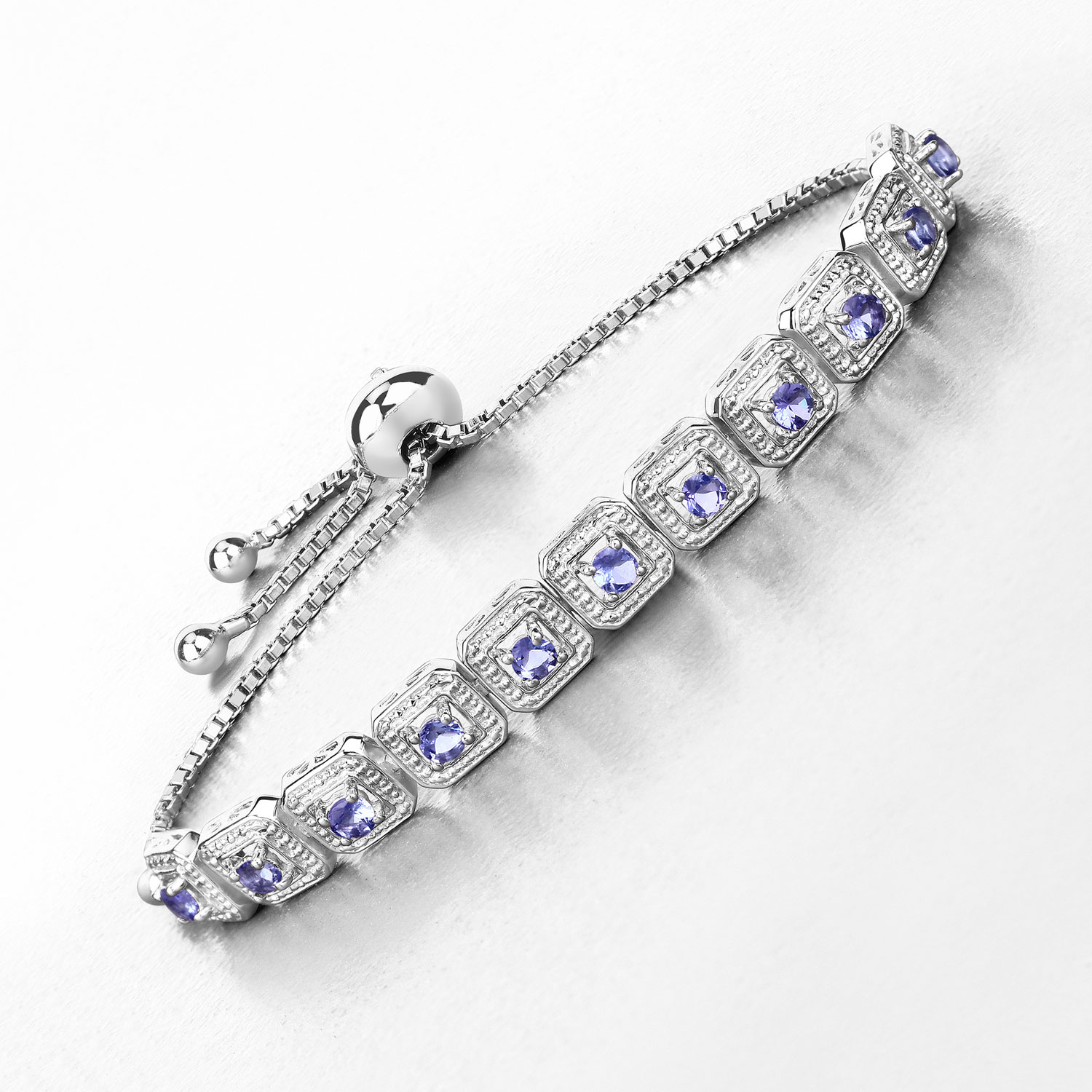 1.10 Carat Genuine Tanzanite .925 Sterling Silver Bracelet