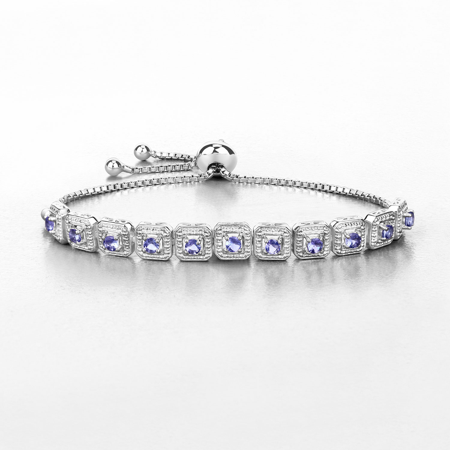 1.10 Carat Genuine Tanzanite .925 Sterling Silver Bracelet
