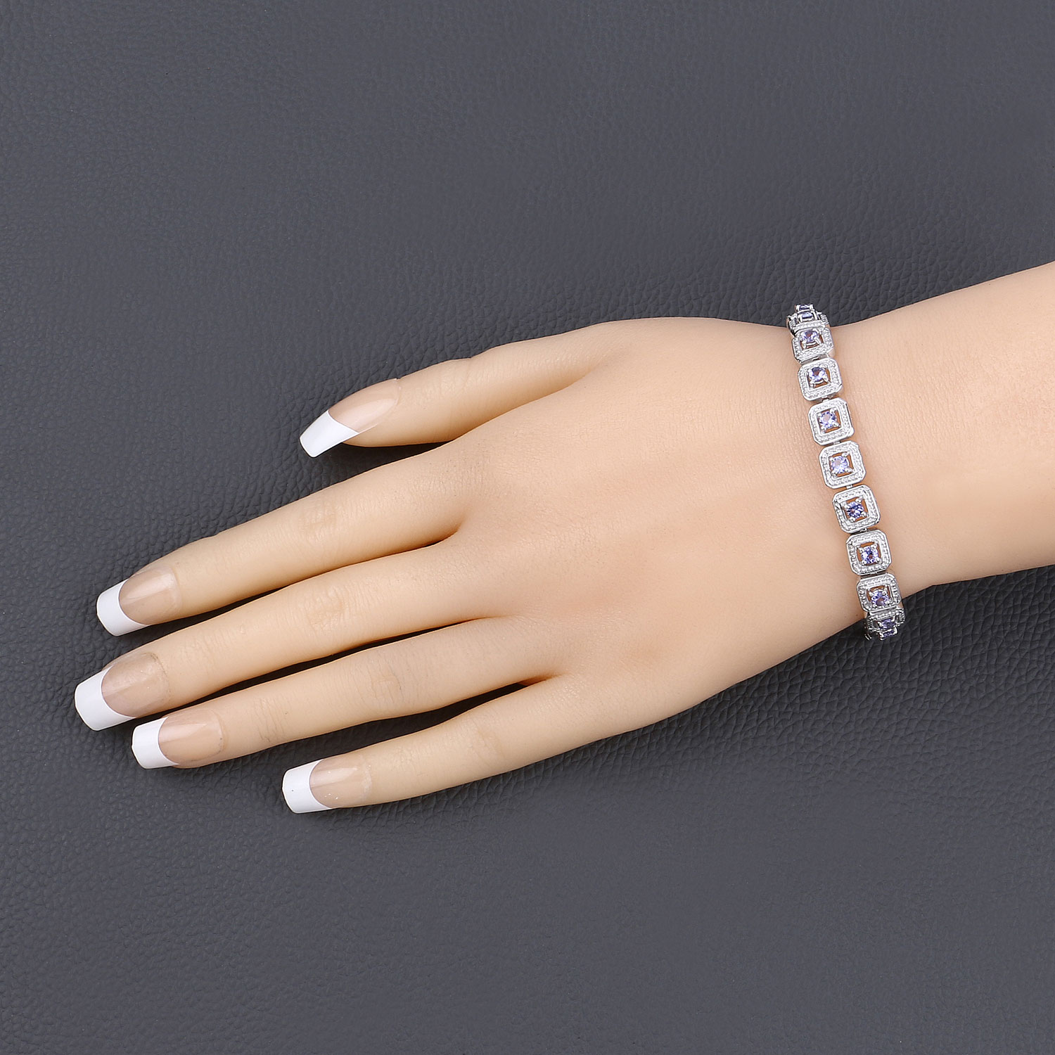 1.10 Carat Genuine Tanzanite .925 Sterling Silver Bracelet
