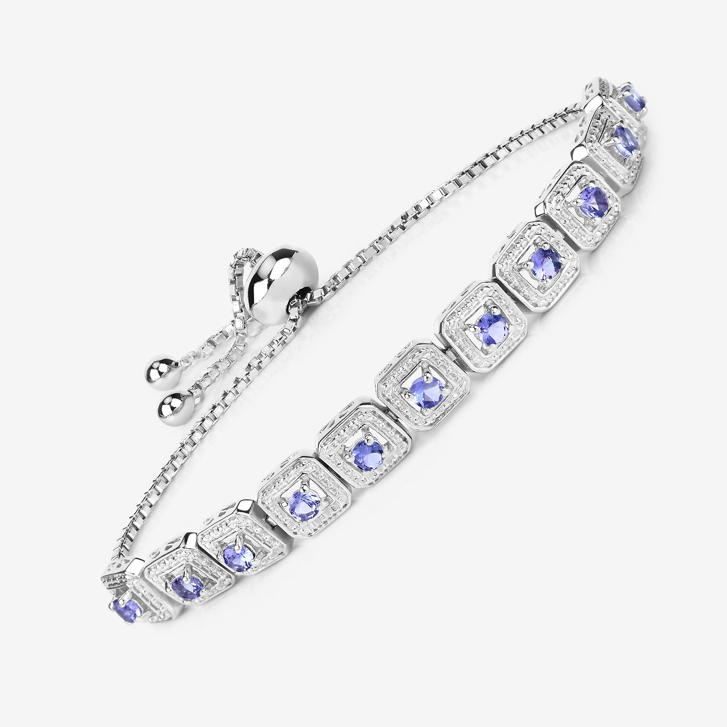 1.10 Carat Genuine Tanzanite .925 Sterling Silver Bracelet