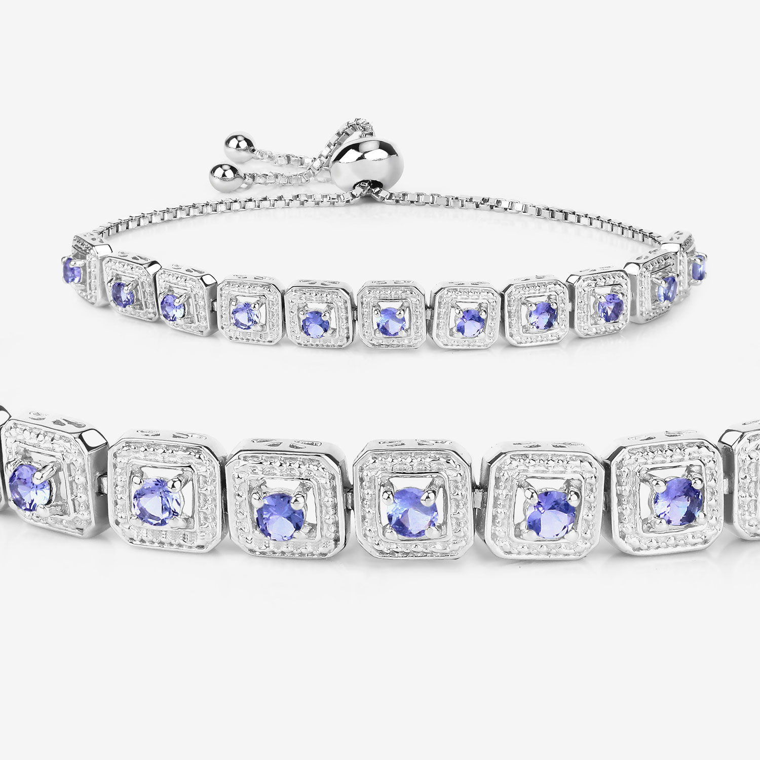 1.10 Carat Genuine Tanzanite .925 Sterling Silver Bracelet