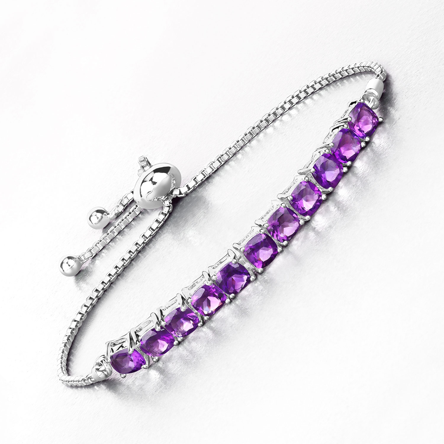 6.05 Carat Genuine Amethyst .925 Sterling Silver Bracelet