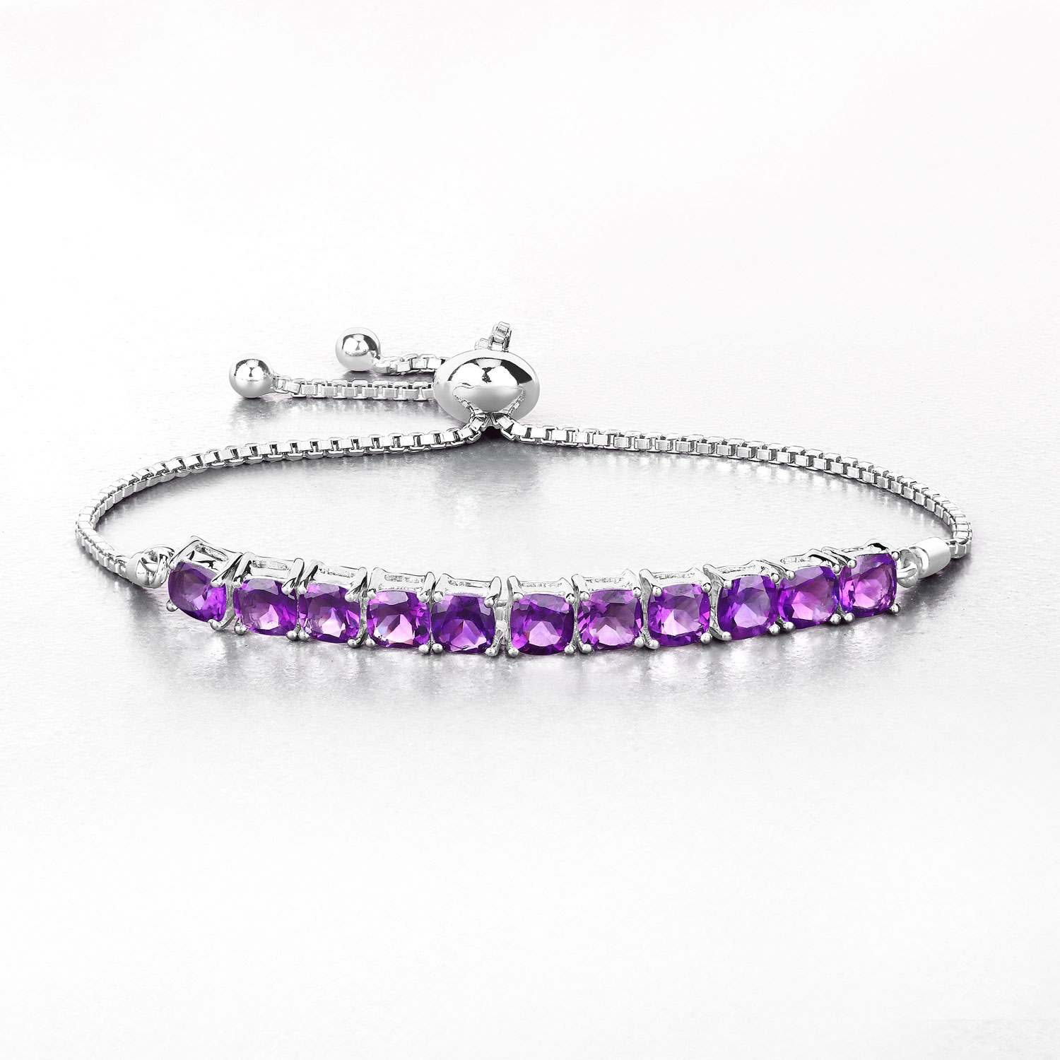 6.05 Carat Genuine Amethyst .925 Sterling Silver Bracelet