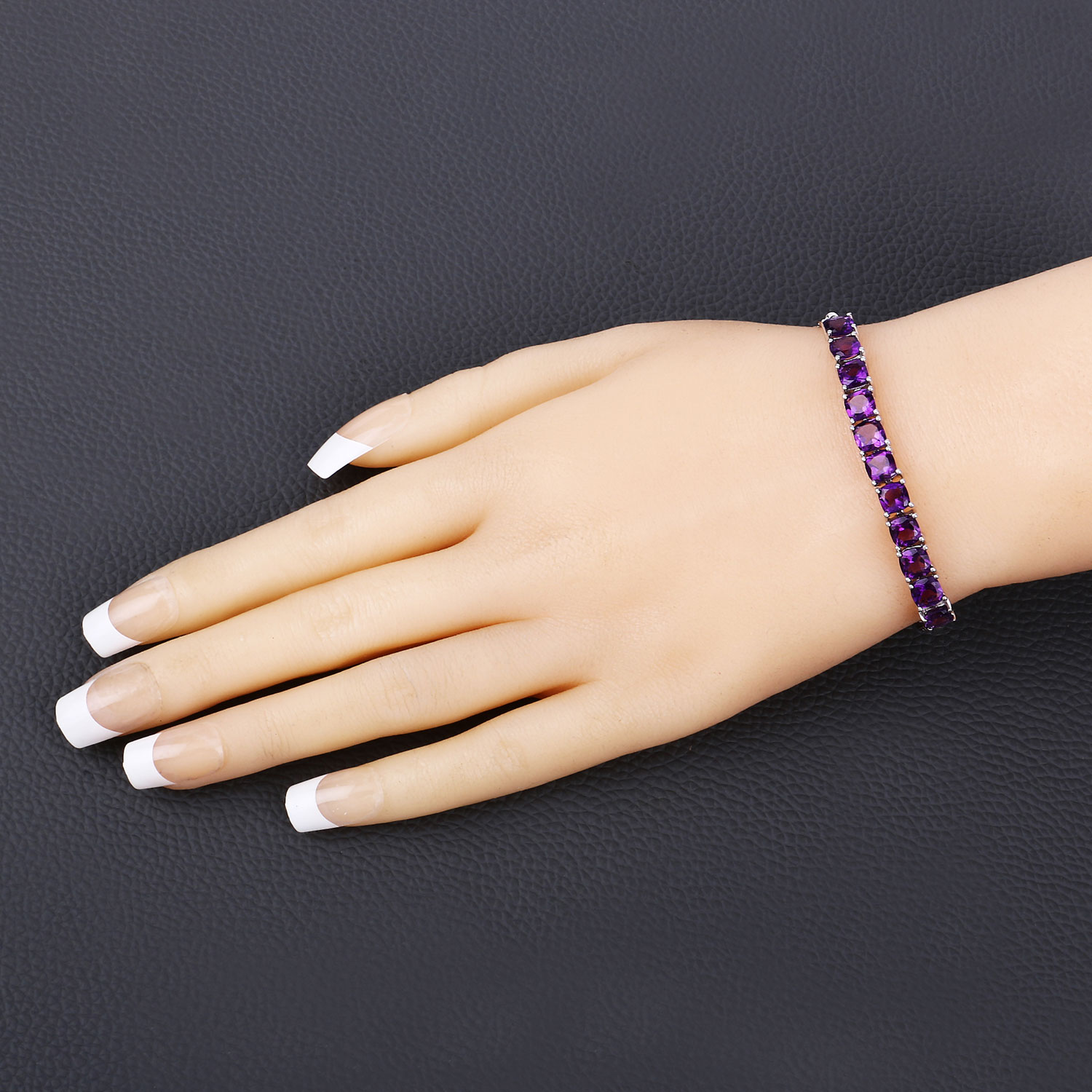 6.05 Carat Genuine Amethyst .925 Sterling Silver Bracelet