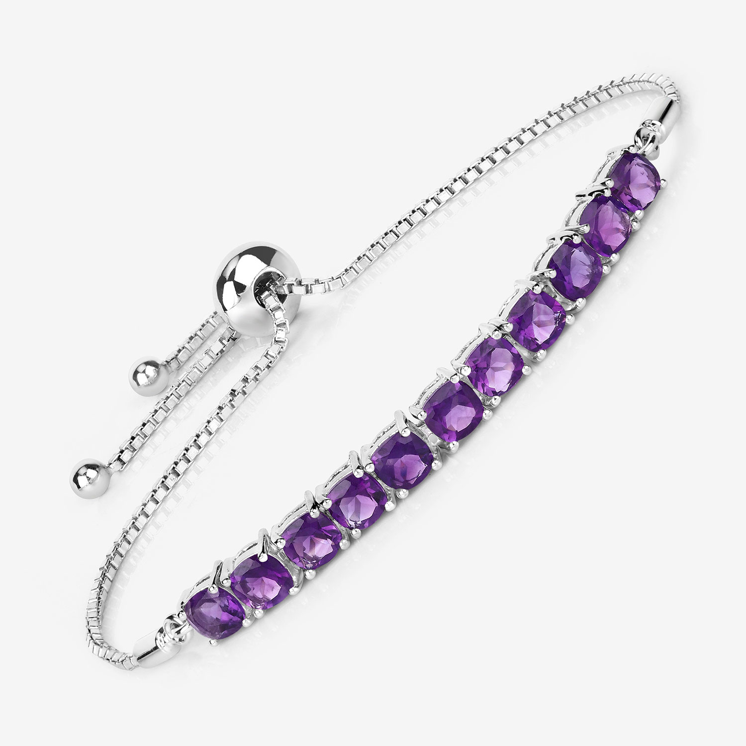 6.05 Carat Genuine Amethyst .925 Sterling Silver Bracelet