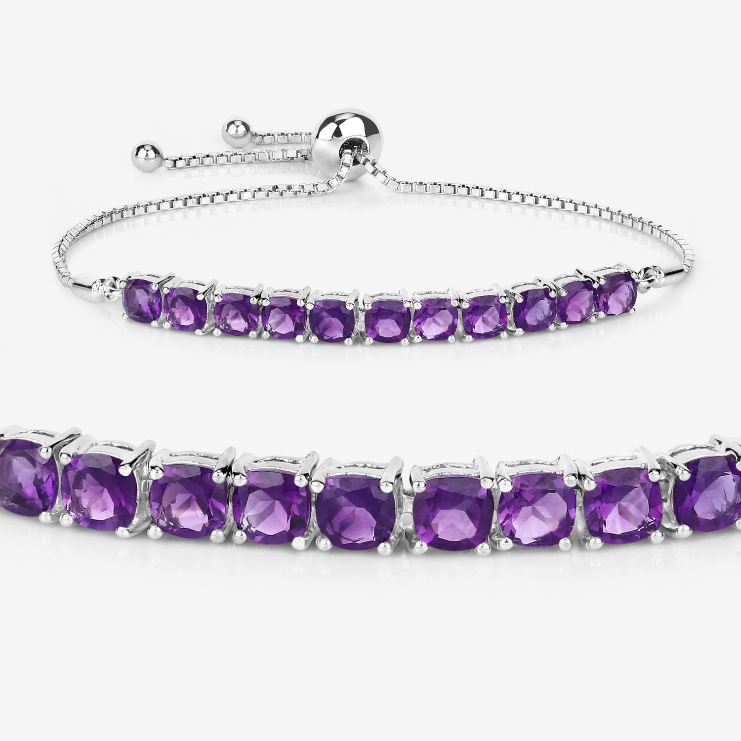 6.05 Carat Genuine Amethyst .925 Sterling Silver Bracelet