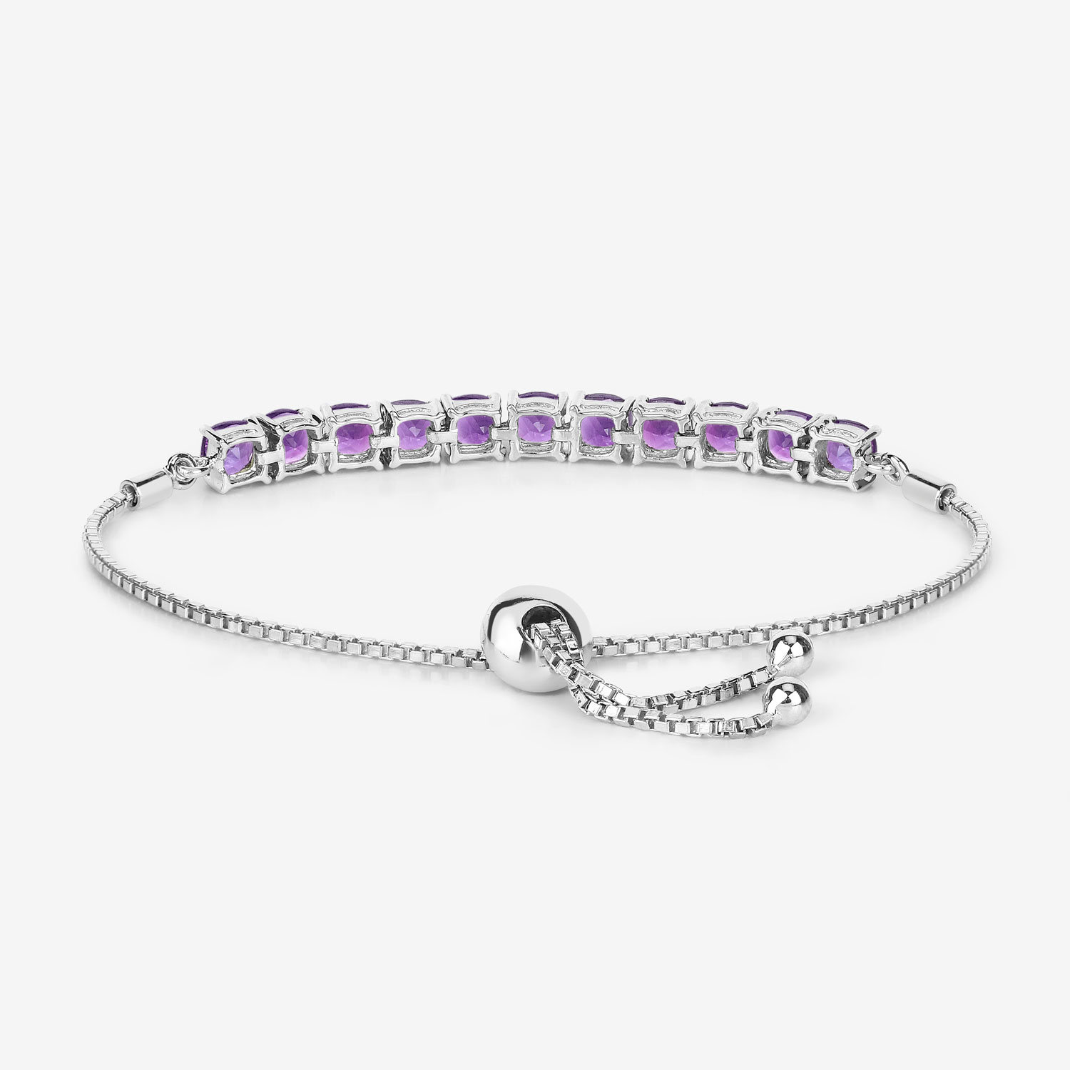 6.05 Carat Genuine Amethyst .925 Sterling Silver Bracelet