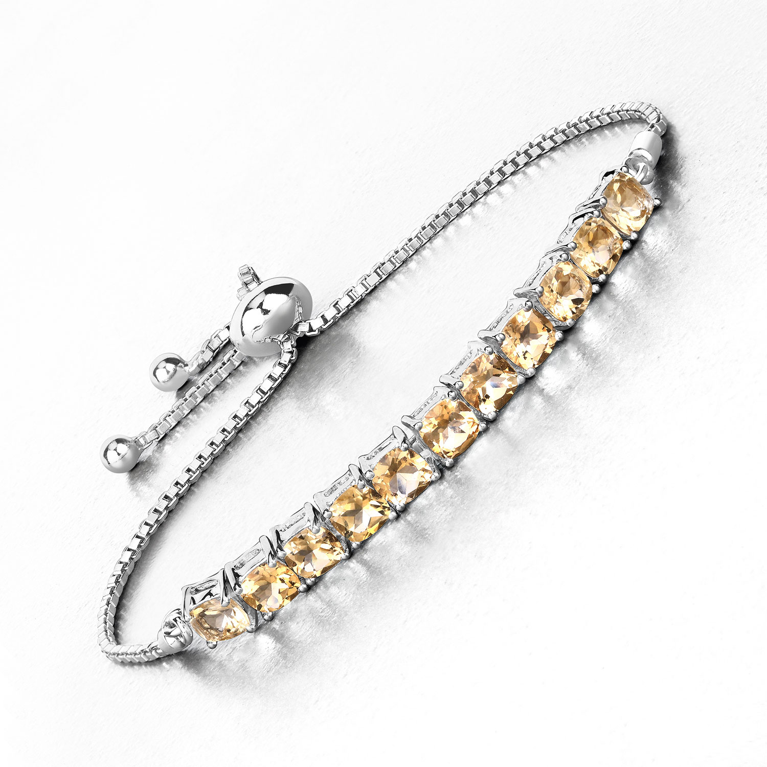 6.05 Carat Genuine Citrine .925 Sterling Silver Bracelet