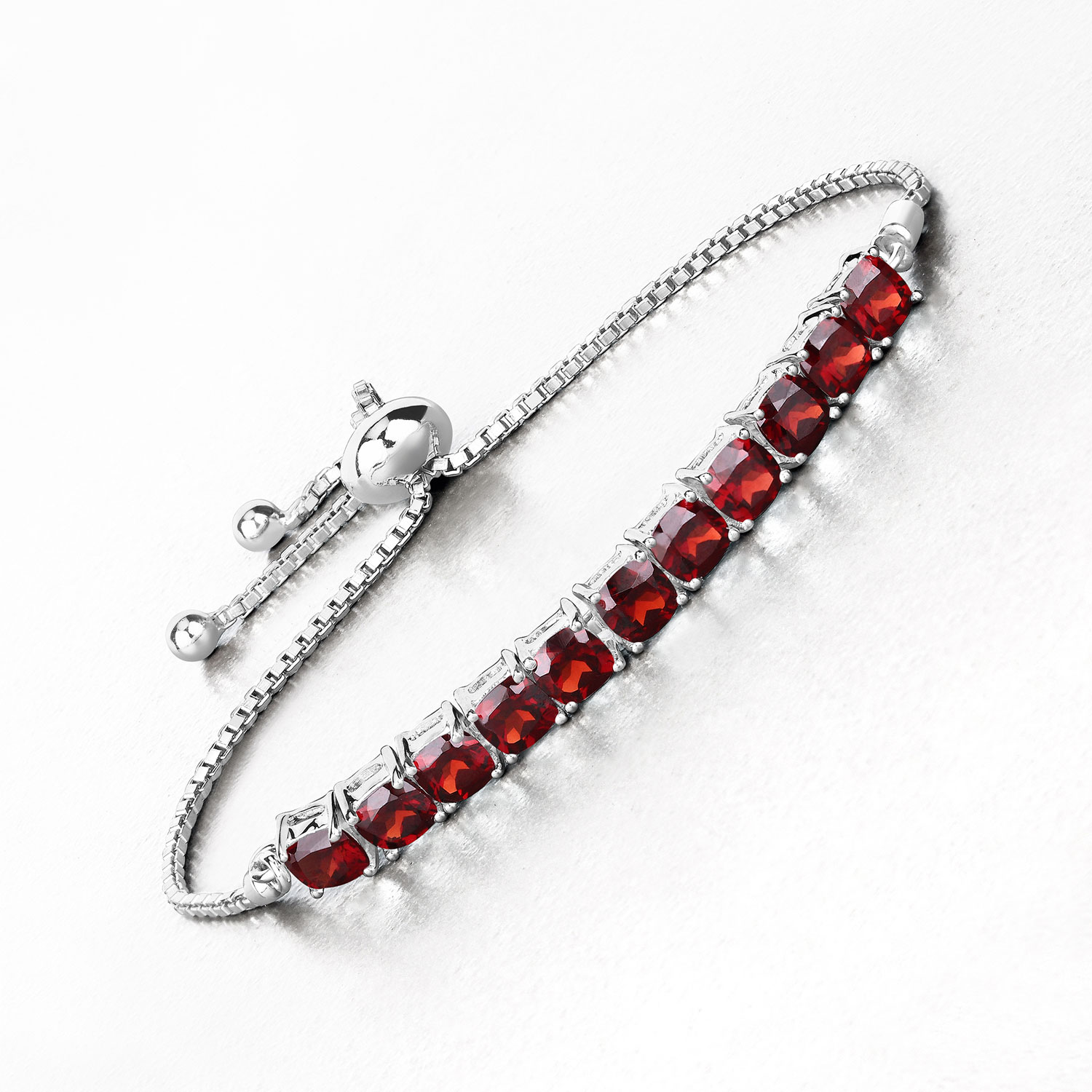 7.37 Carat Genuine Garnet .925 Sterling Silver Bracelet