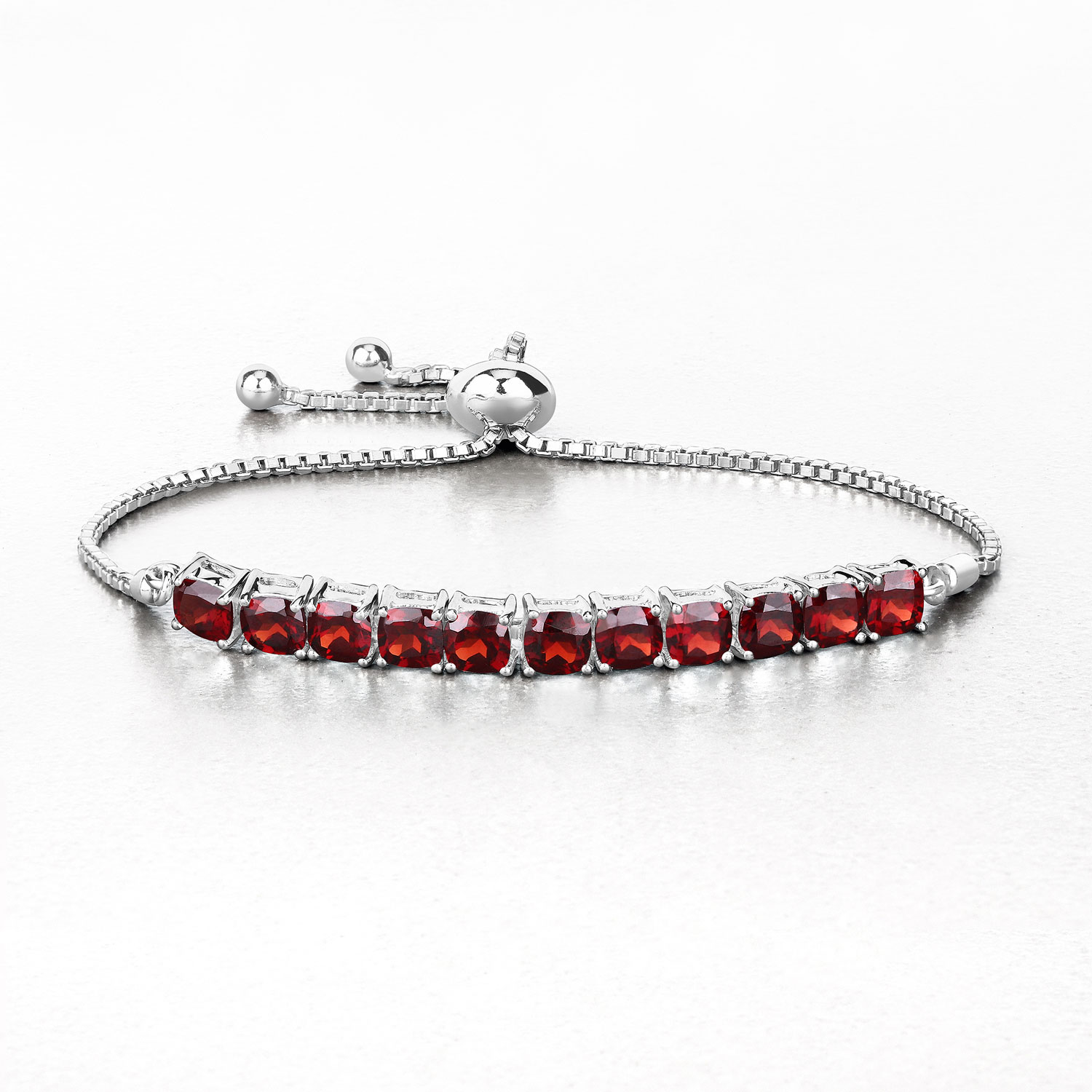 7.37 Carat Genuine Garnet .925 Sterling Silver Bracelet