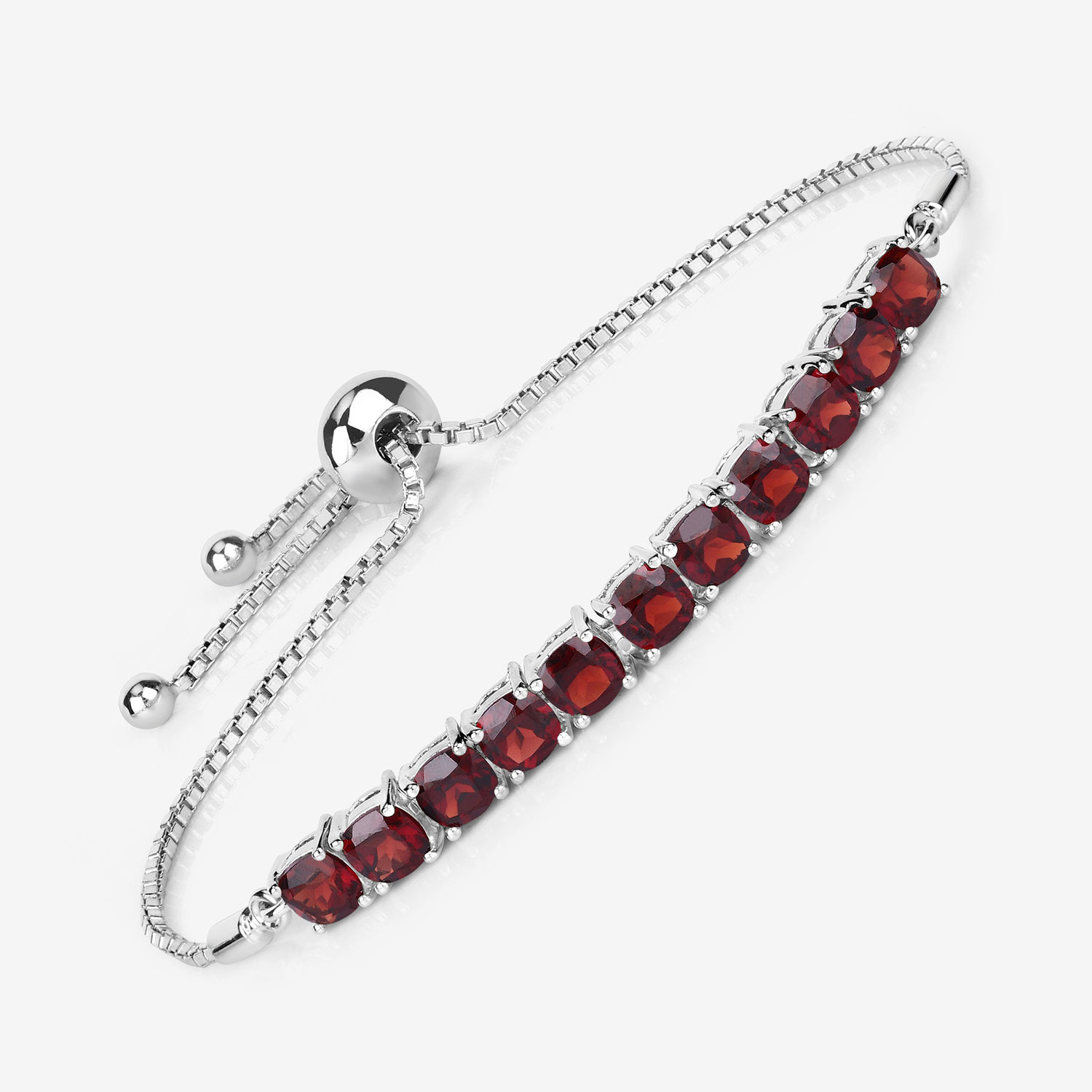 7.37 Carat Genuine Garnet .925 Sterling Silver Bracelet