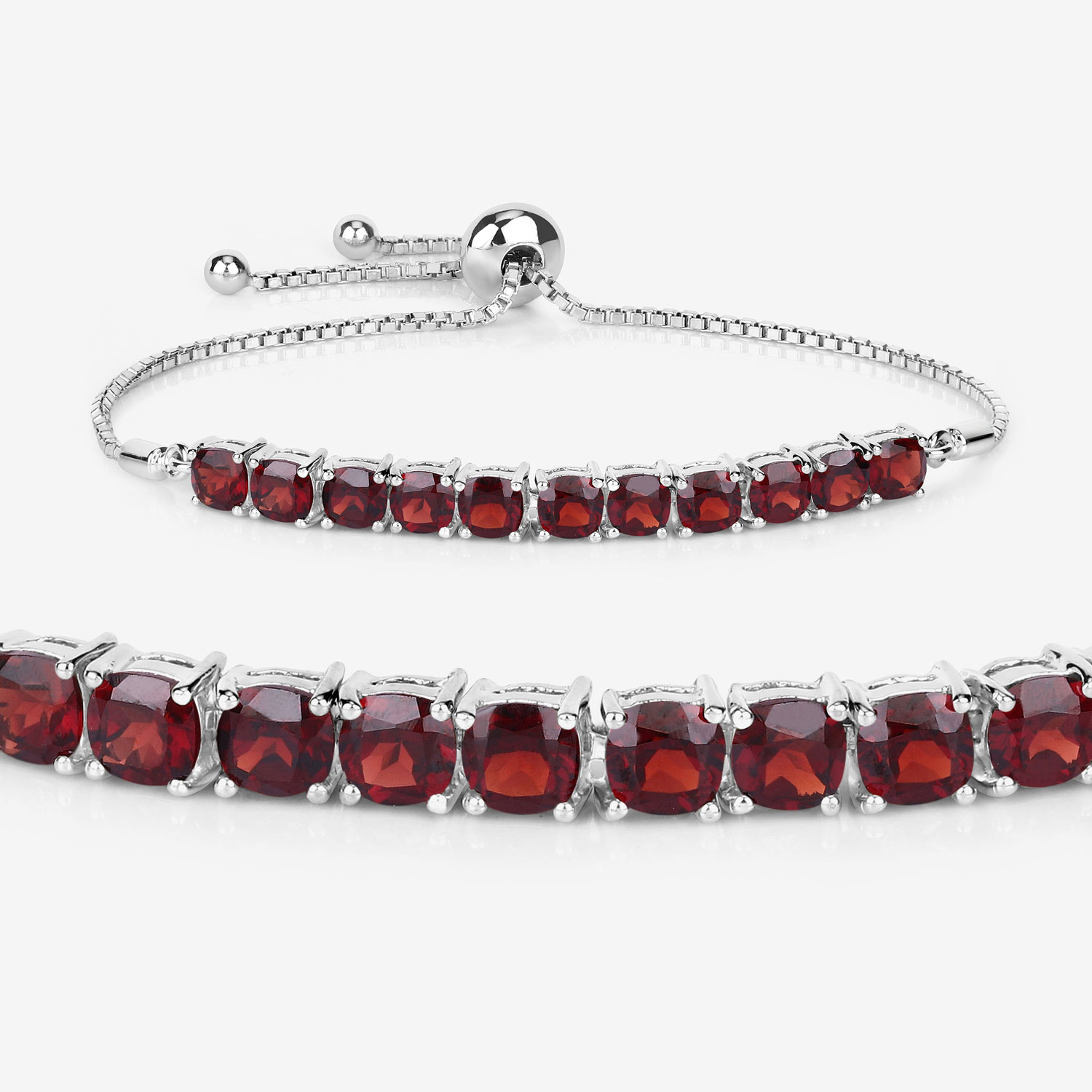 7.37 Carat Genuine Garnet .925 Sterling Silver Bracelet