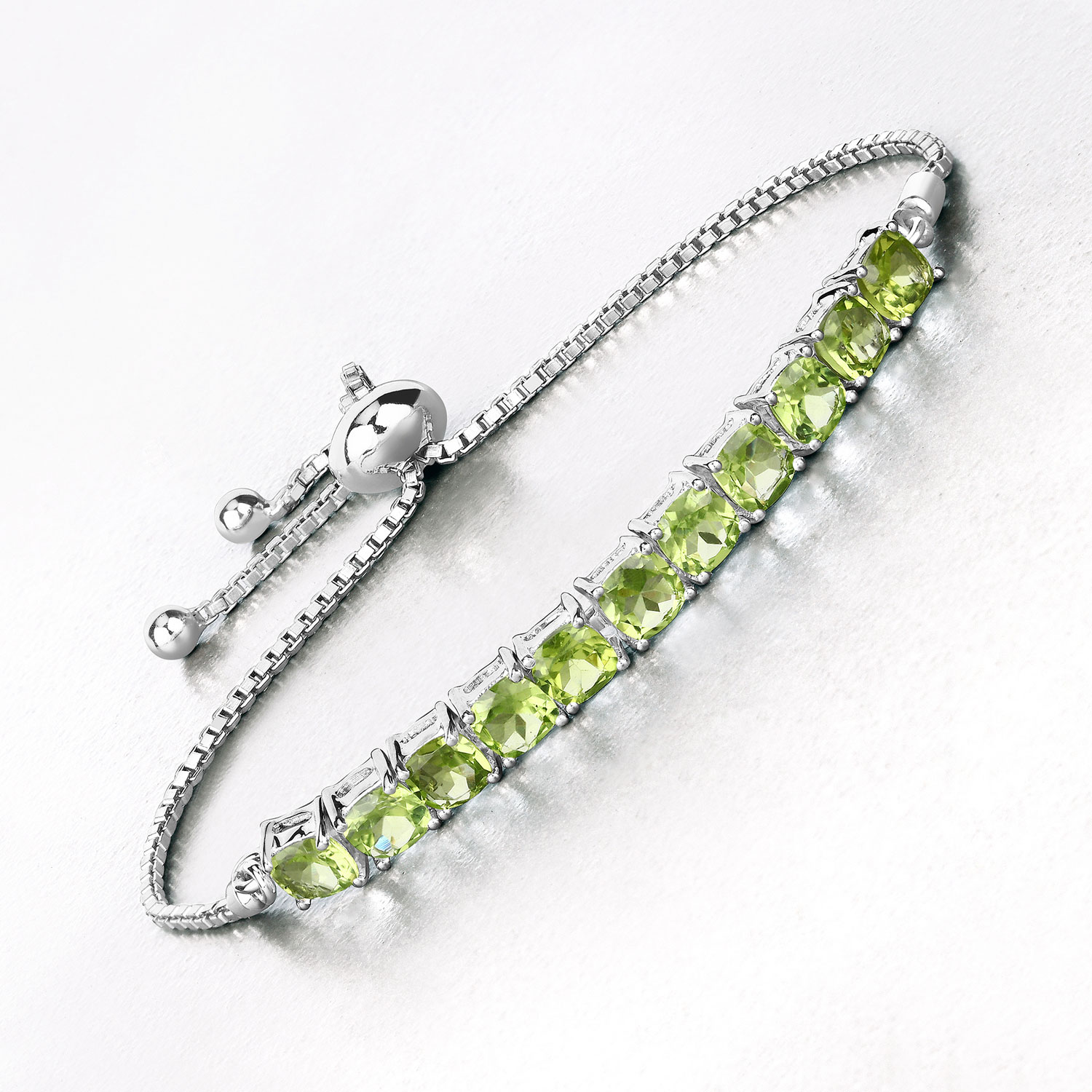6.05 Carat Genuine Peridot .925 Sterling Silver Bracelet