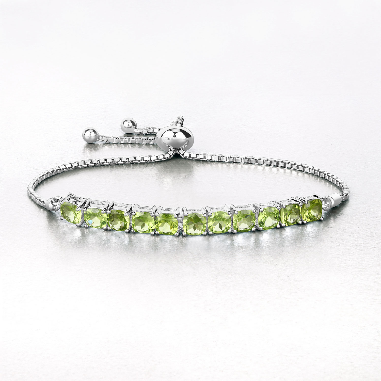 6.05 Carat Genuine Peridot .925 Sterling Silver Bracelet