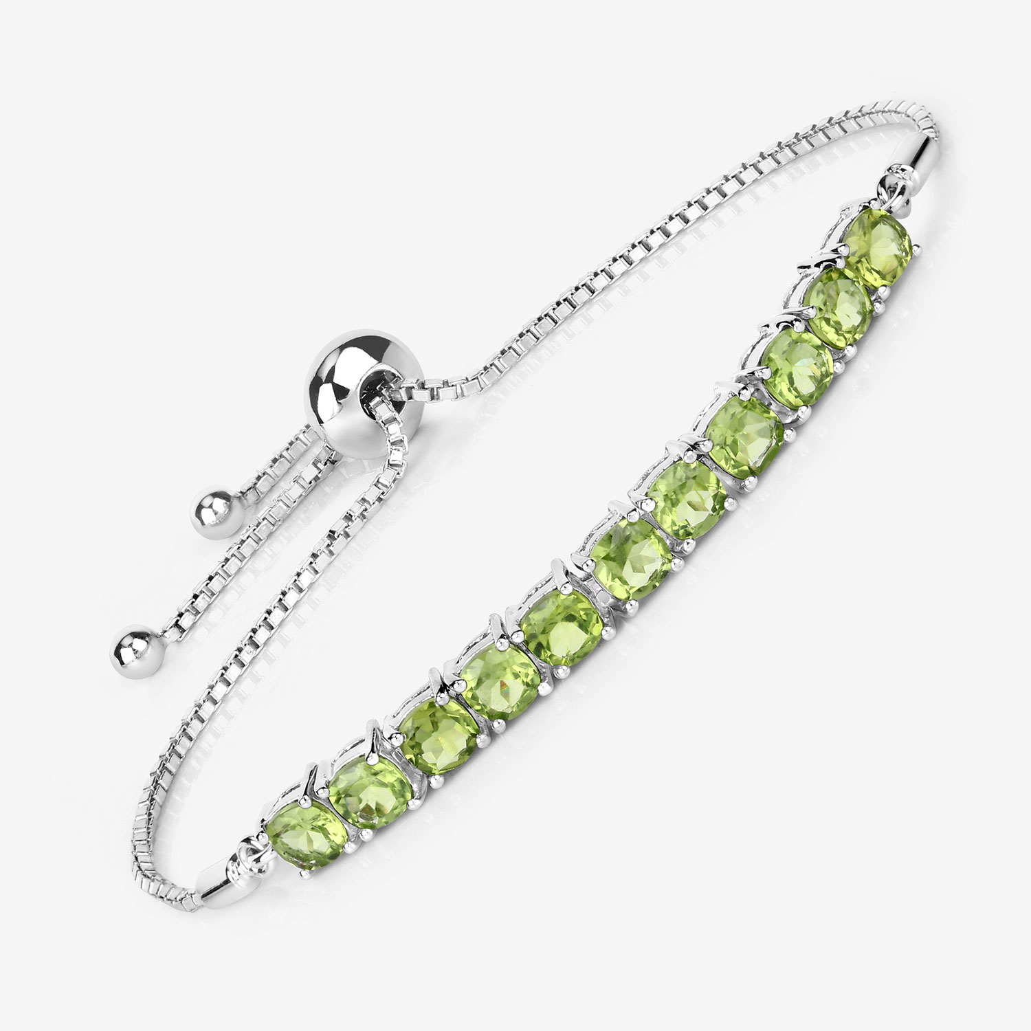 6.05 Carat Genuine Peridot .925 Sterling Silver Bracelet