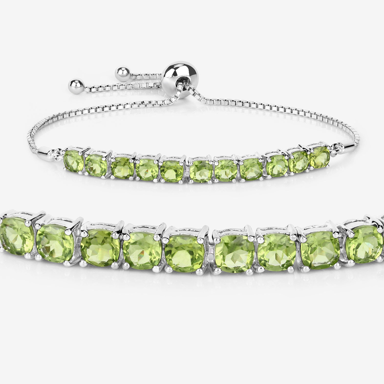 6.05 Carat Genuine Peridot .925 Sterling Silver Bracelet