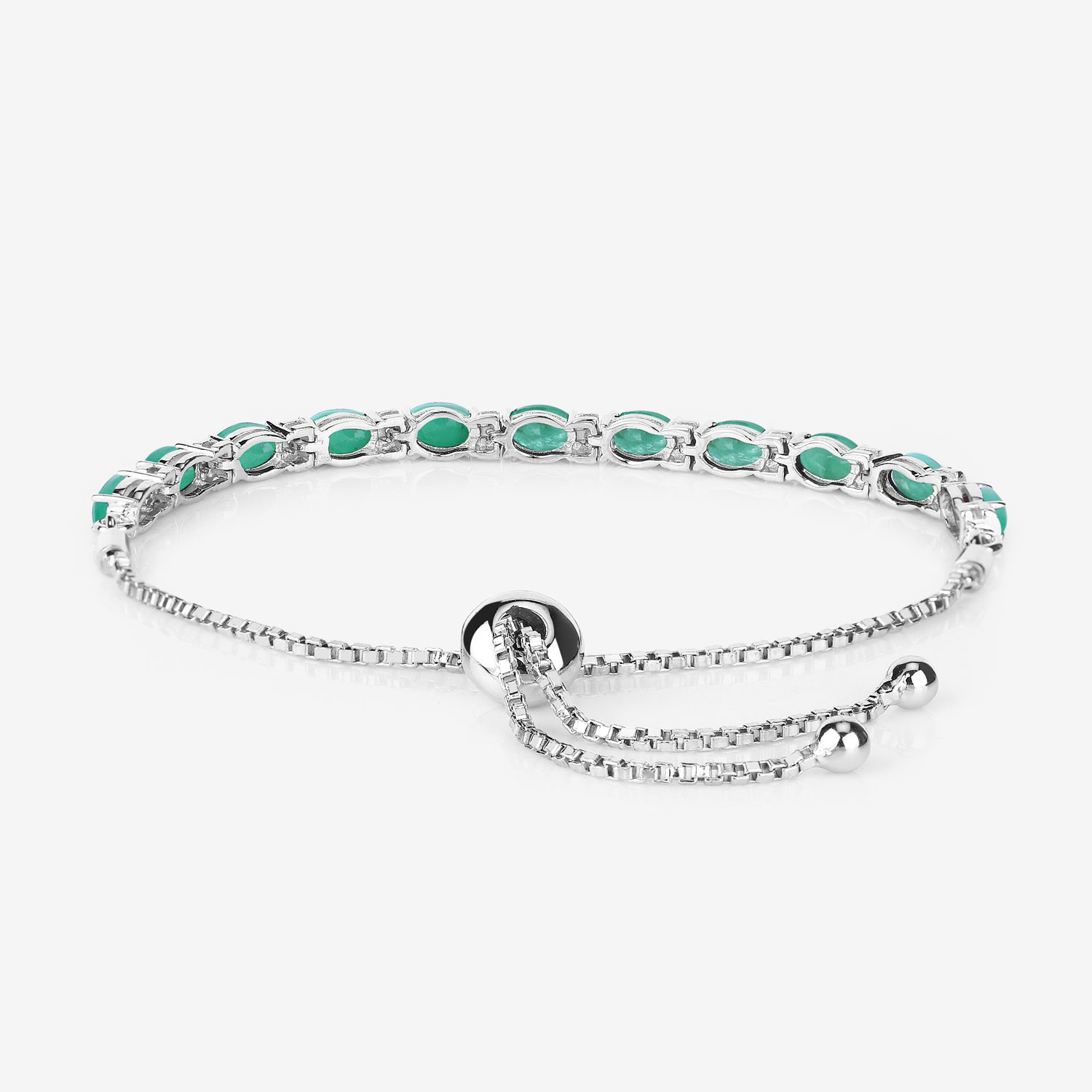 4.98 Carat Genuine Emerald and White Topaz .925 Sterling Silver Bracelet