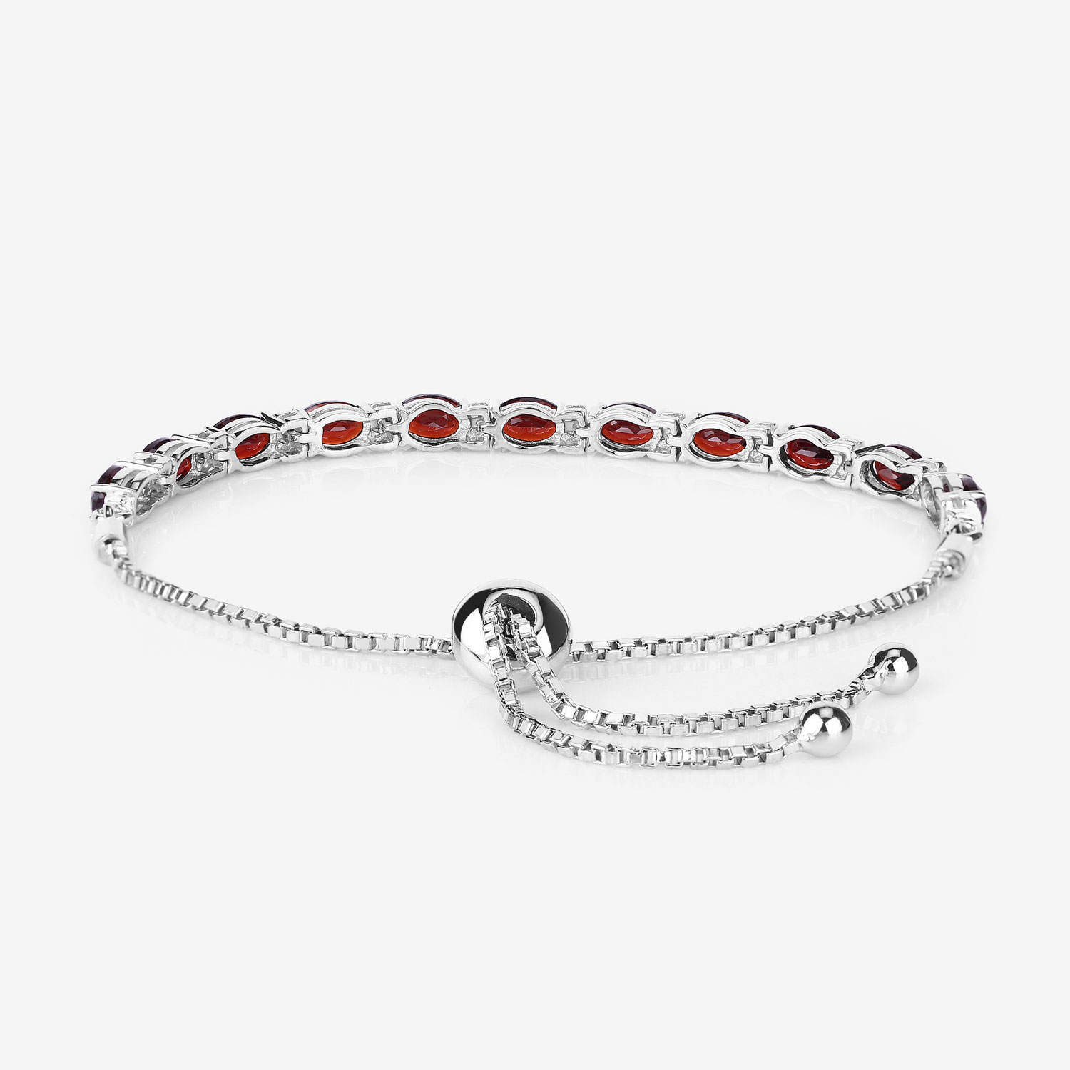 5.75 Carat Genuine Garnet and White Topaz .925 Sterling Silver Bracelet
