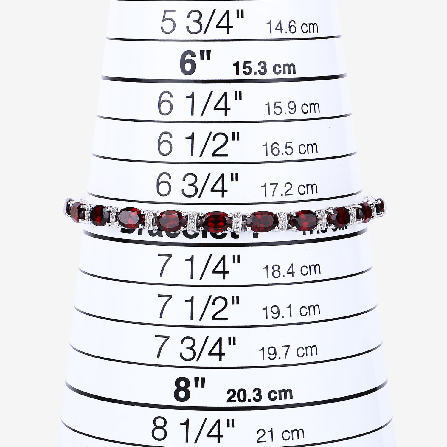 5.75 Carat Genuine Garnet and White Topaz .925 Sterling Silver Bracelet
