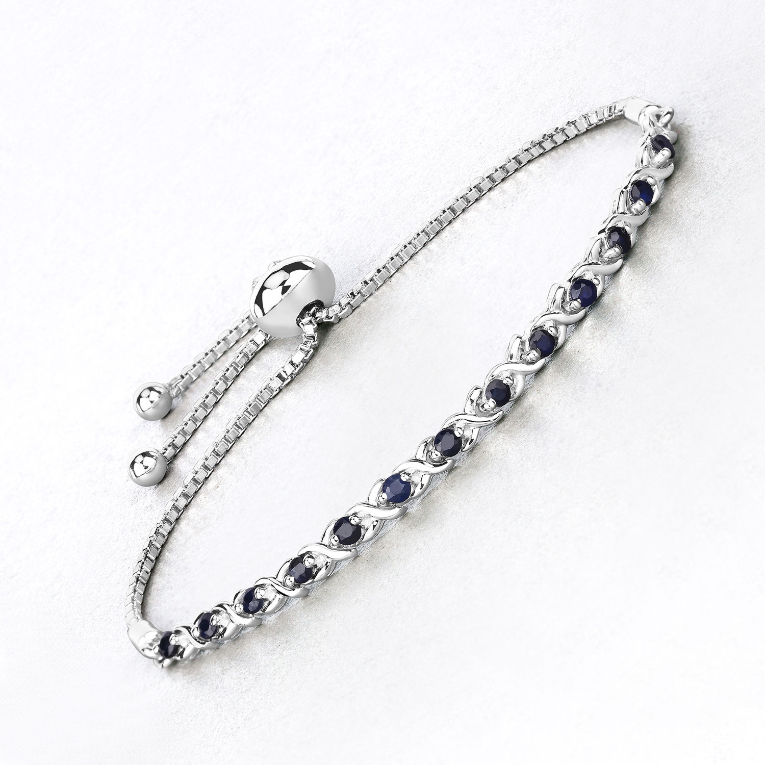 0.88 Carat Genuine Blue Sapphire .925 Sterling Silver Bracelet