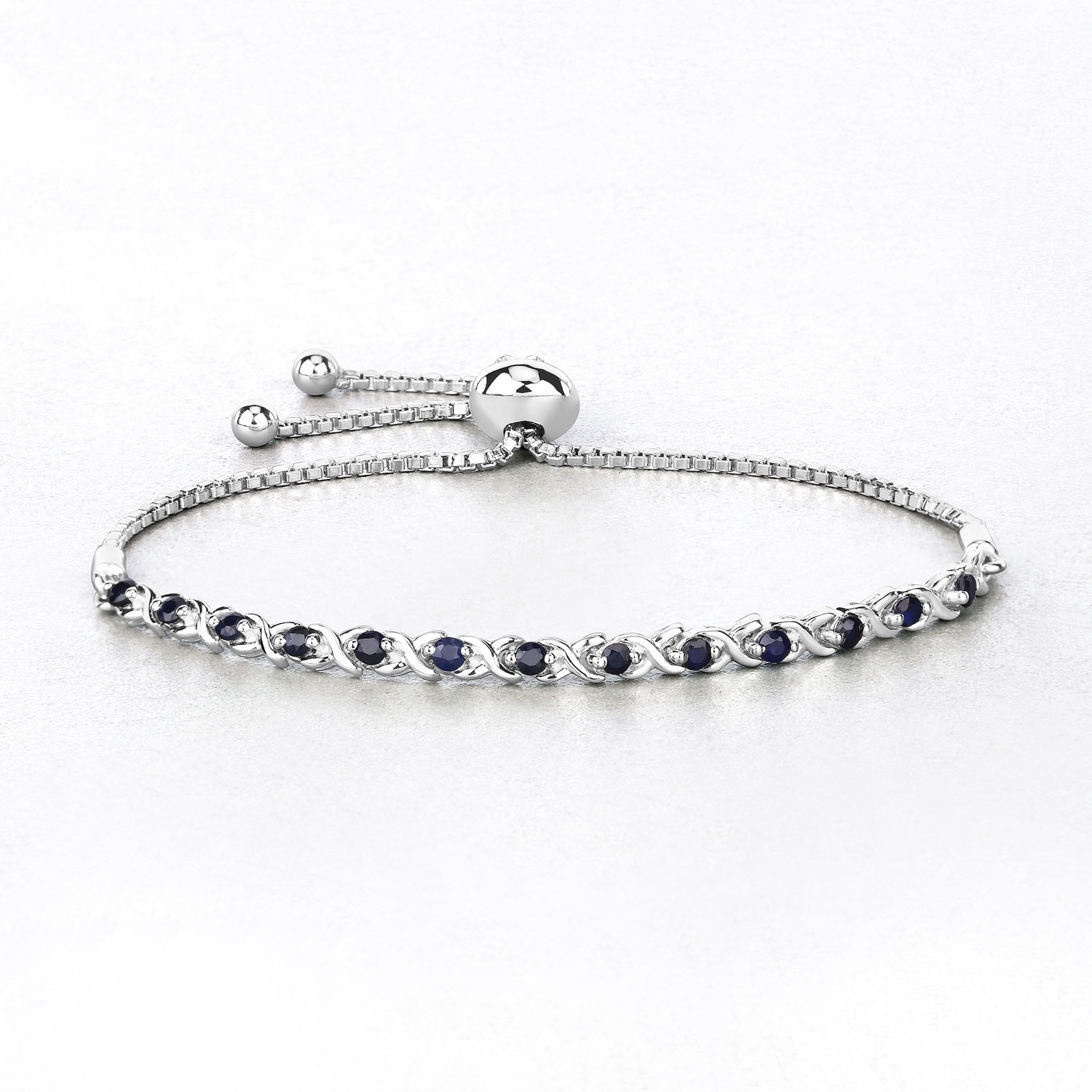 0.88 Carat Genuine Blue Sapphire .925 Sterling Silver Bracelet