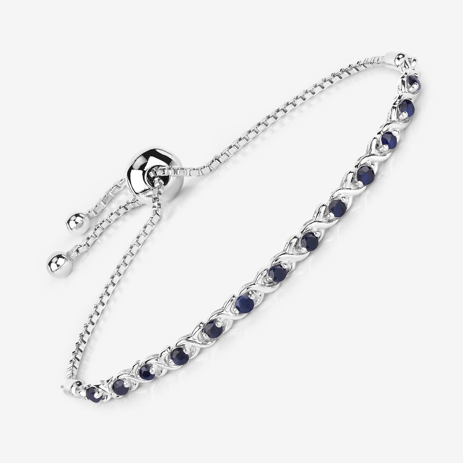 0.88 Carat Genuine Blue Sapphire .925 Sterling Silver Bracelet