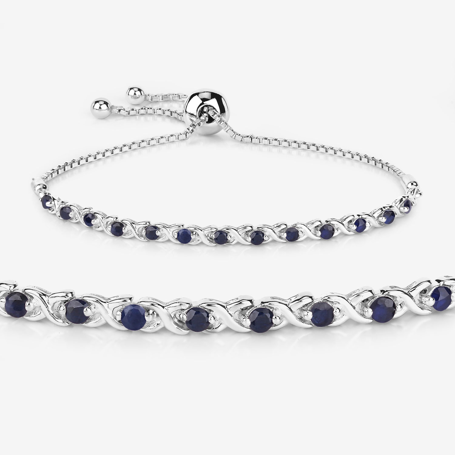 0.88 Carat Genuine Blue Sapphire .925 Sterling Silver Bracelet