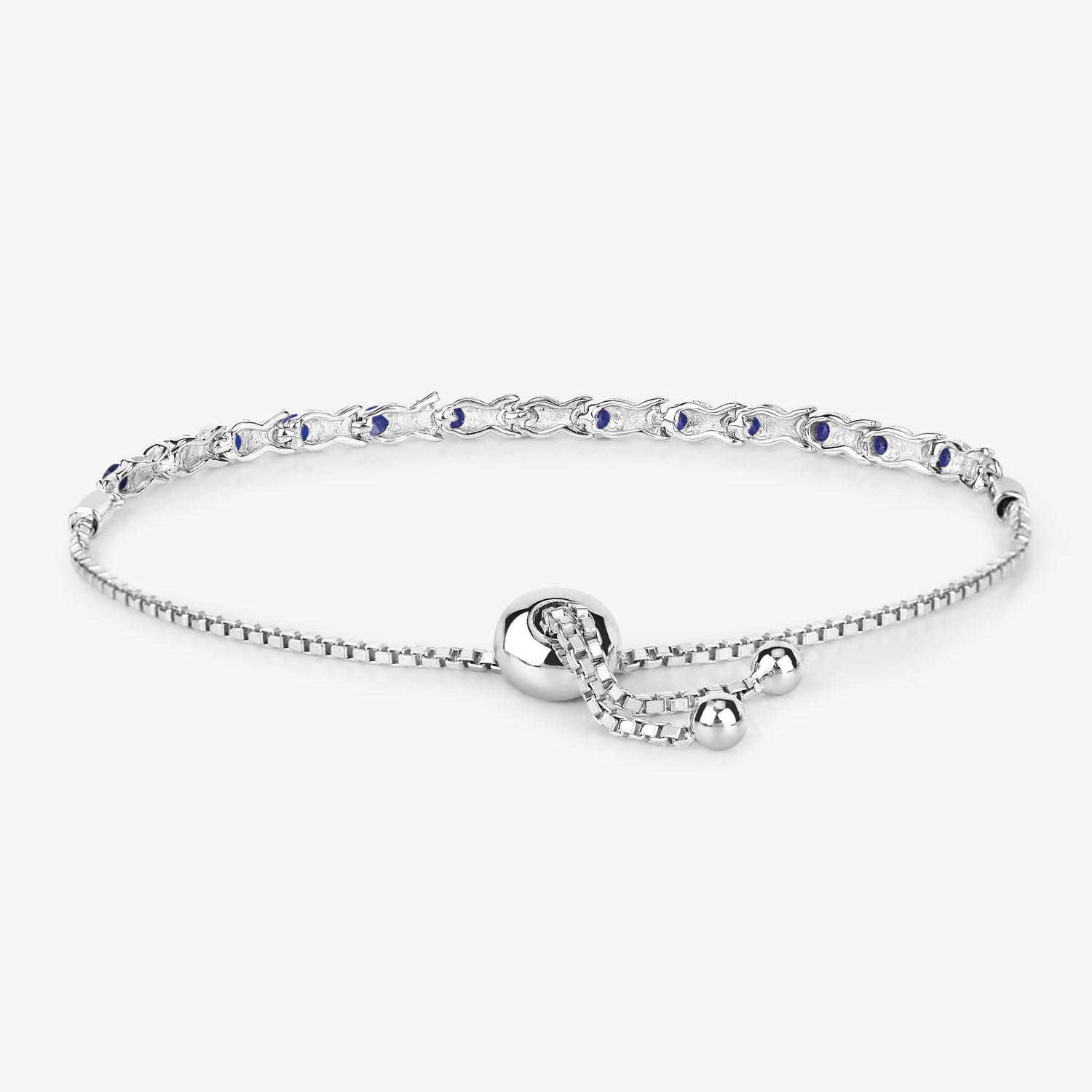 0.88 Carat Genuine Blue Sapphire .925 Sterling Silver Bracelet