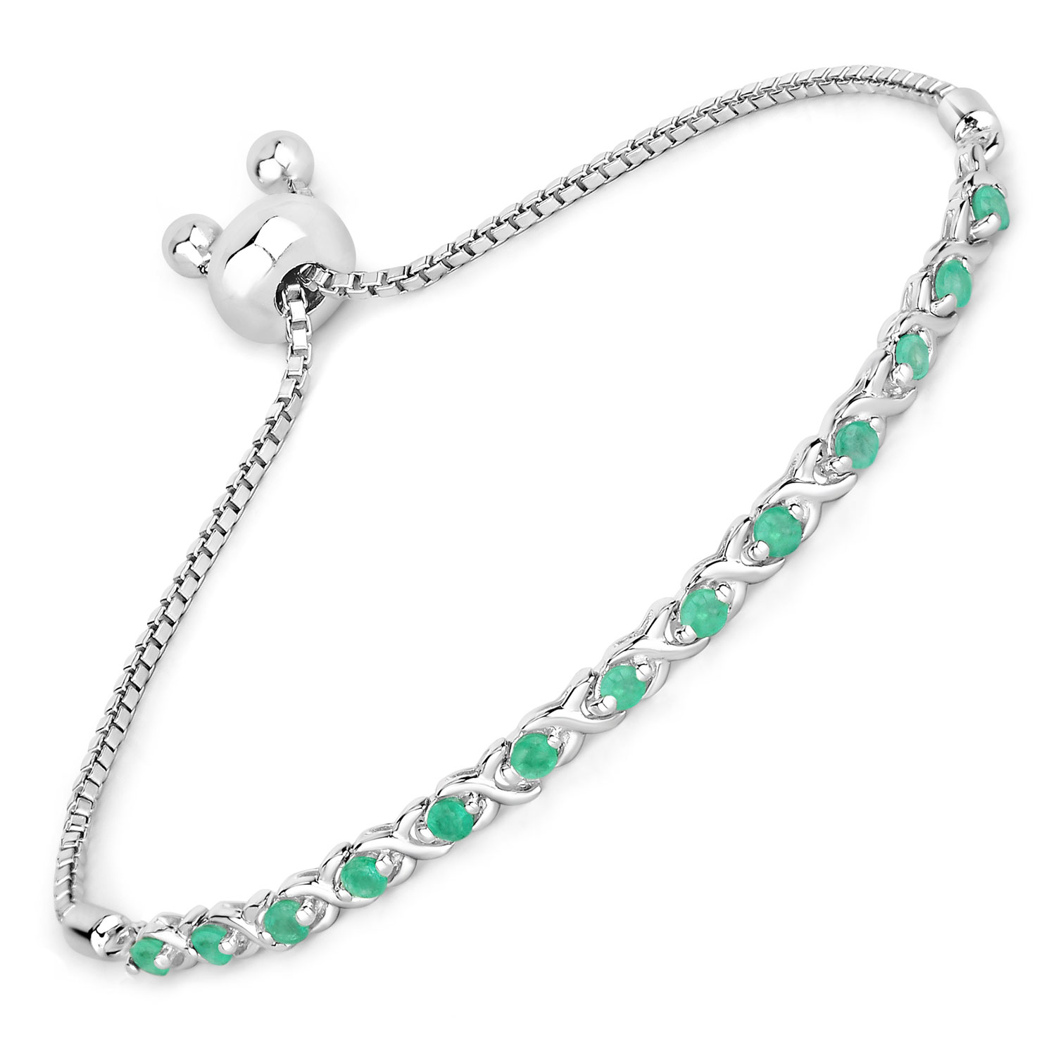 0.72 Carat Genuine Emerald .925 Sterling Silver Bracelet