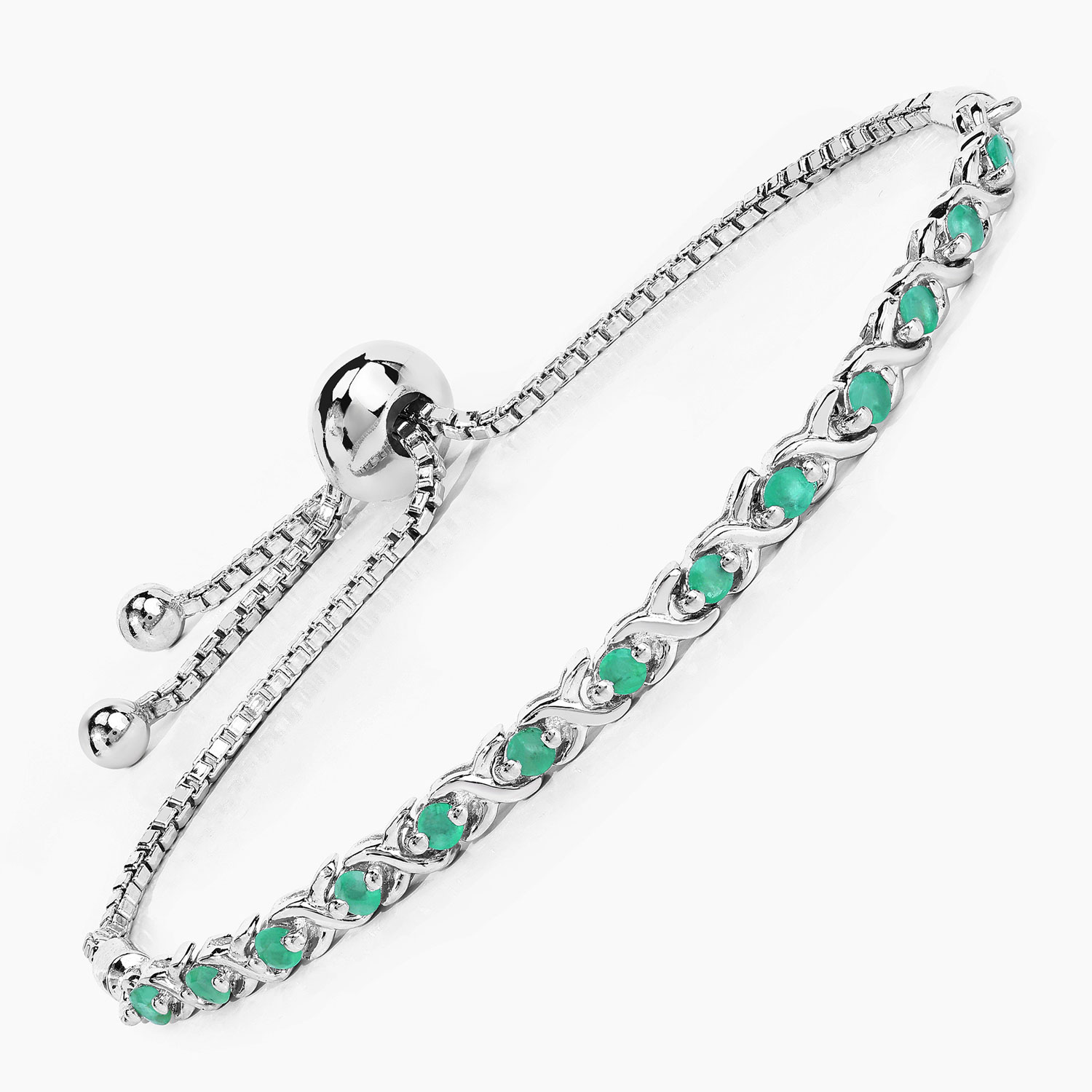 0.72 Carat Genuine Emerald .925 Sterling Silver Bracelet