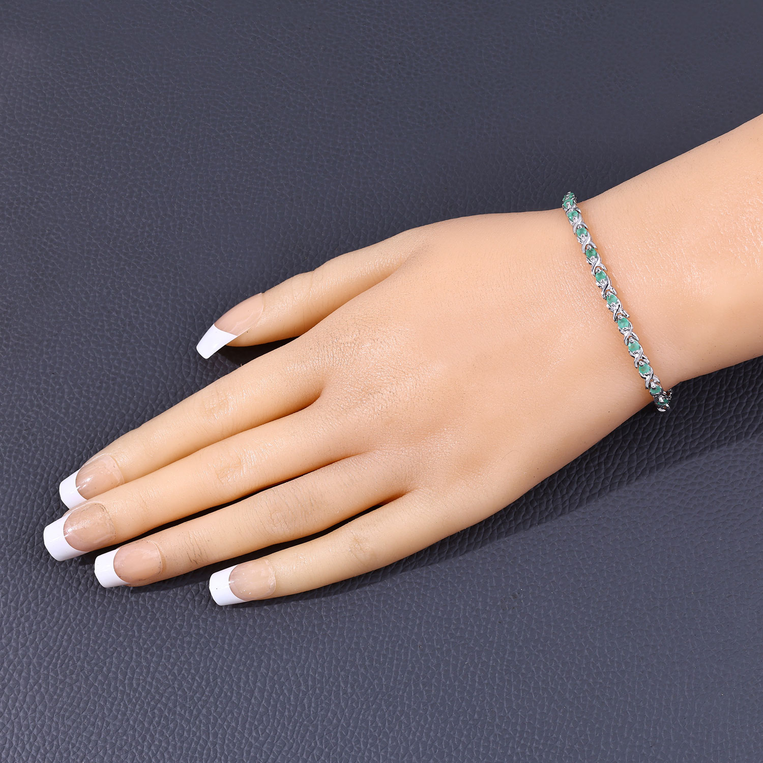 0.72 Carat Genuine Emerald .925 Sterling Silver Bracelet