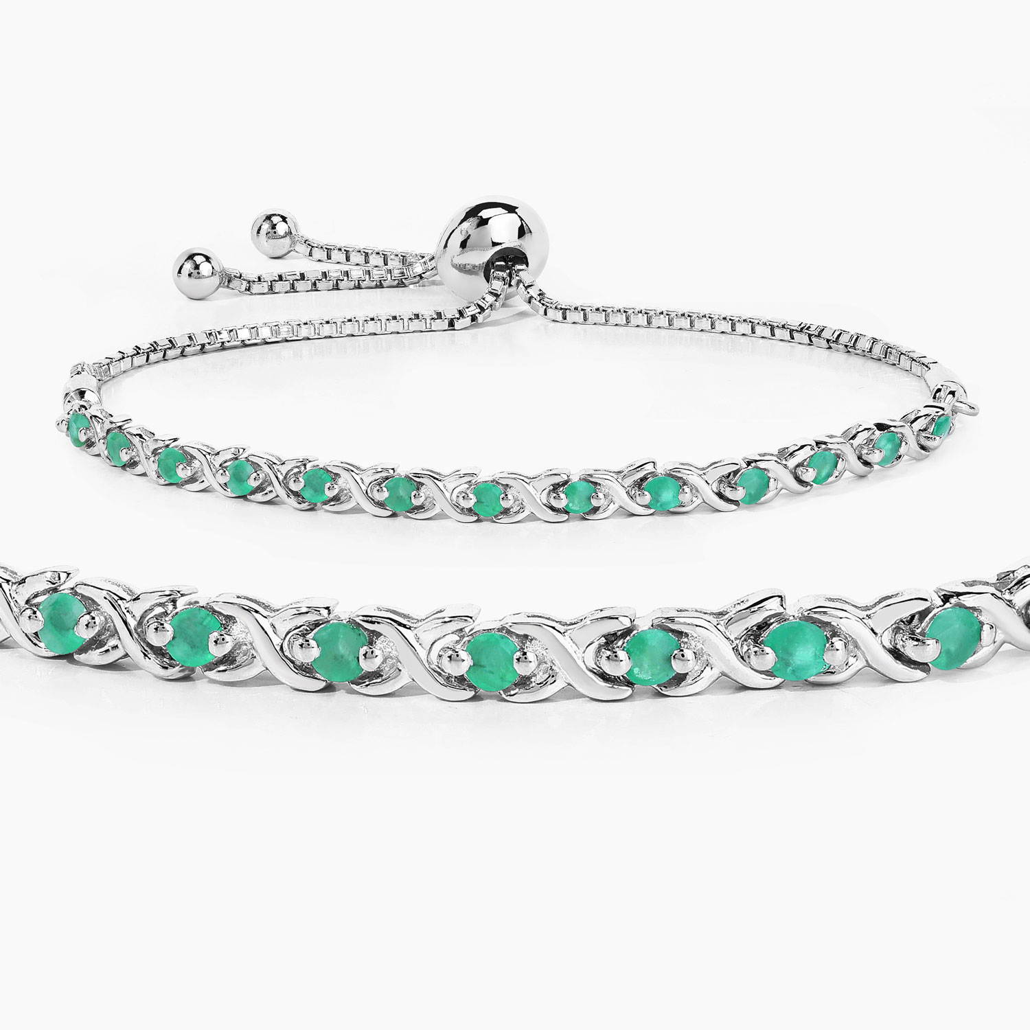 0.72 Carat Genuine Emerald .925 Sterling Silver Bracelet