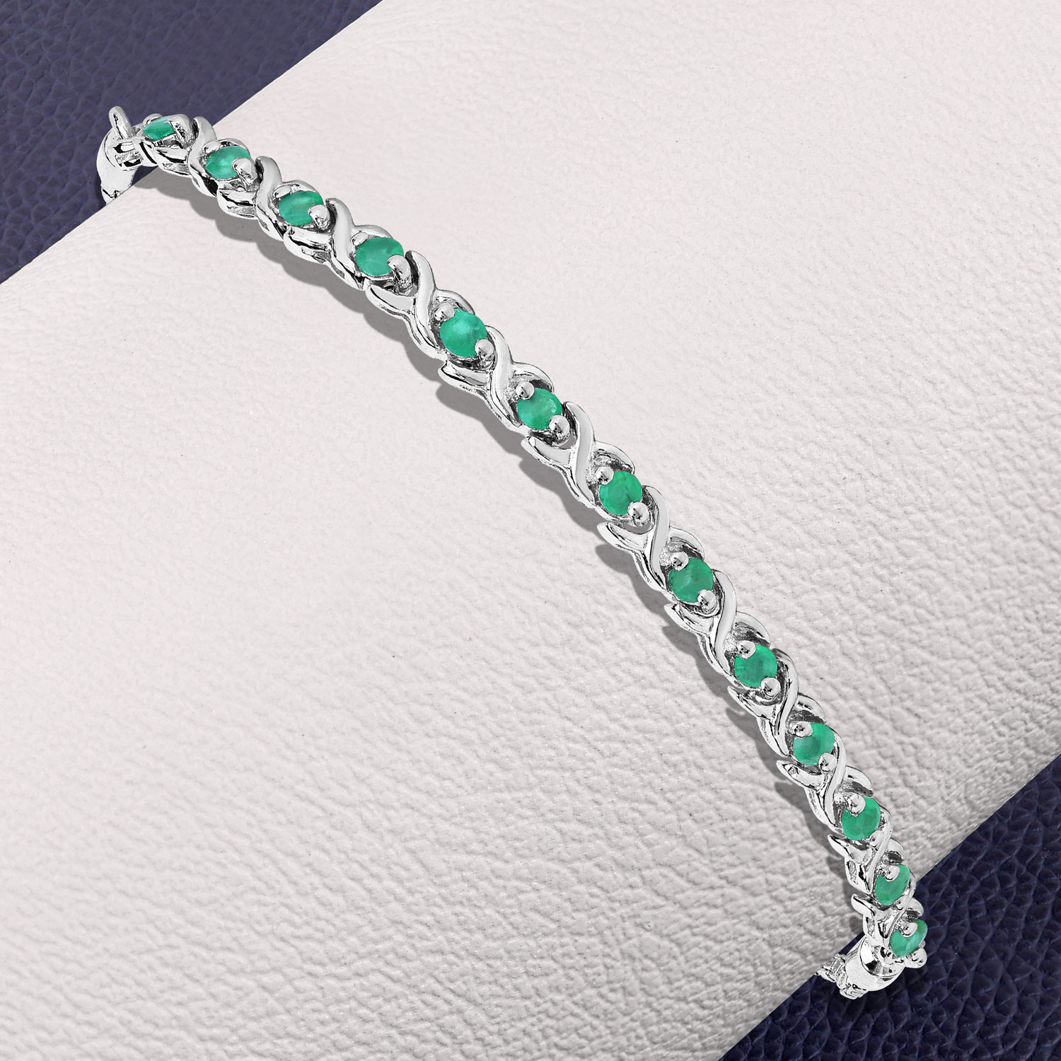 0.72 Carat Genuine Emerald .925 Sterling Silver Bracelet