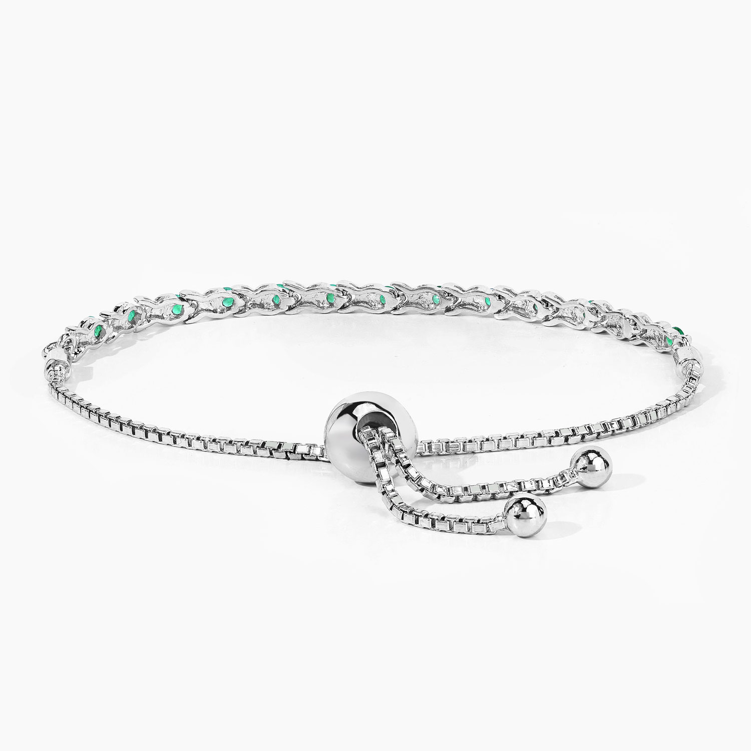 0.72 Carat Genuine Emerald .925 Sterling Silver Bracelet
