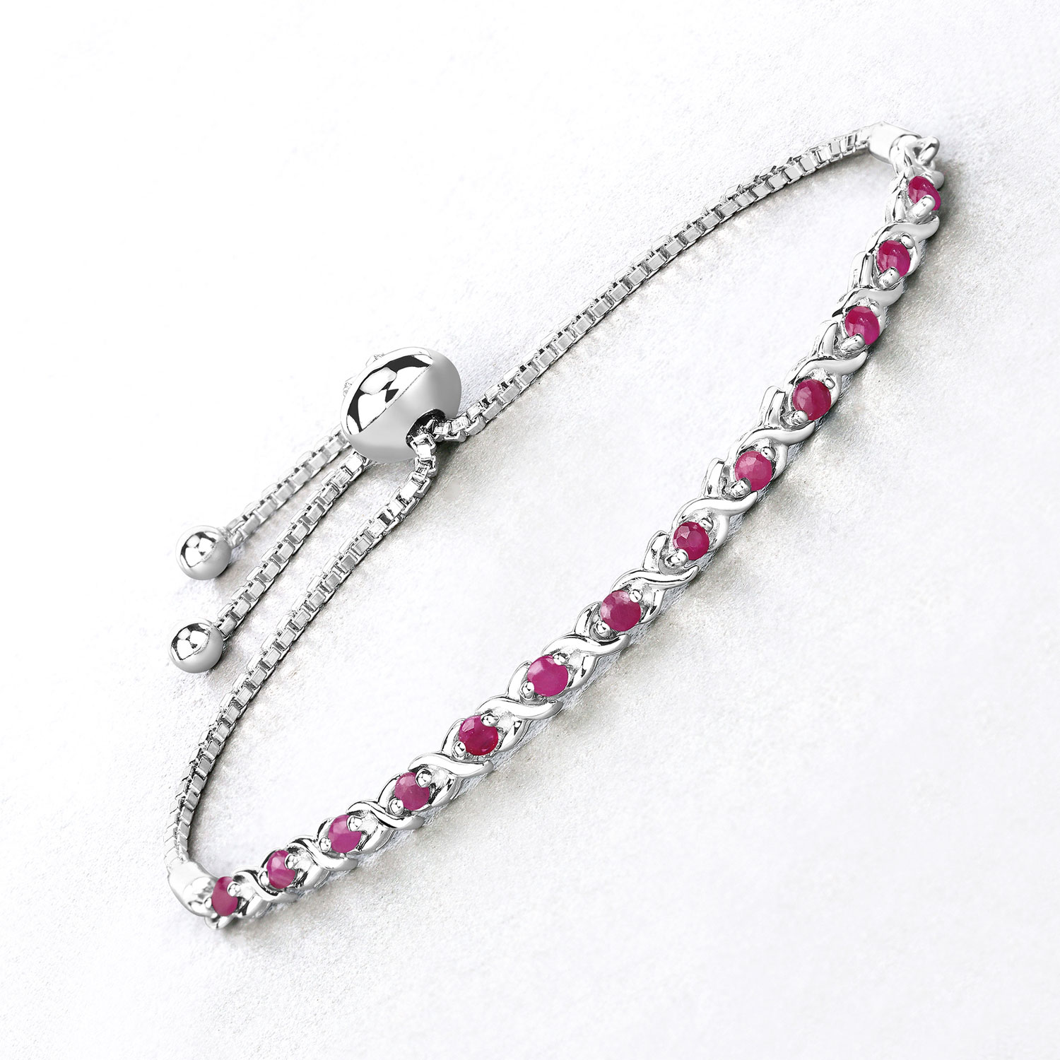 0.88 Carat Genuine Ruby .925 Sterling Silver Bracelet